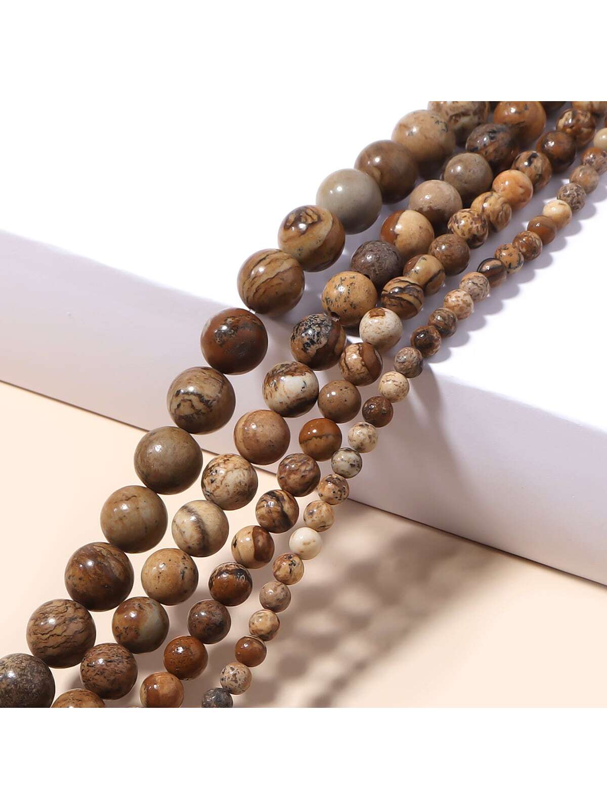 Natural Stones Picture Jaspe Round Loose Beads 4 6 8 10mm For Jewelry Making DIY Bracelet Necklace-Multicolor-1