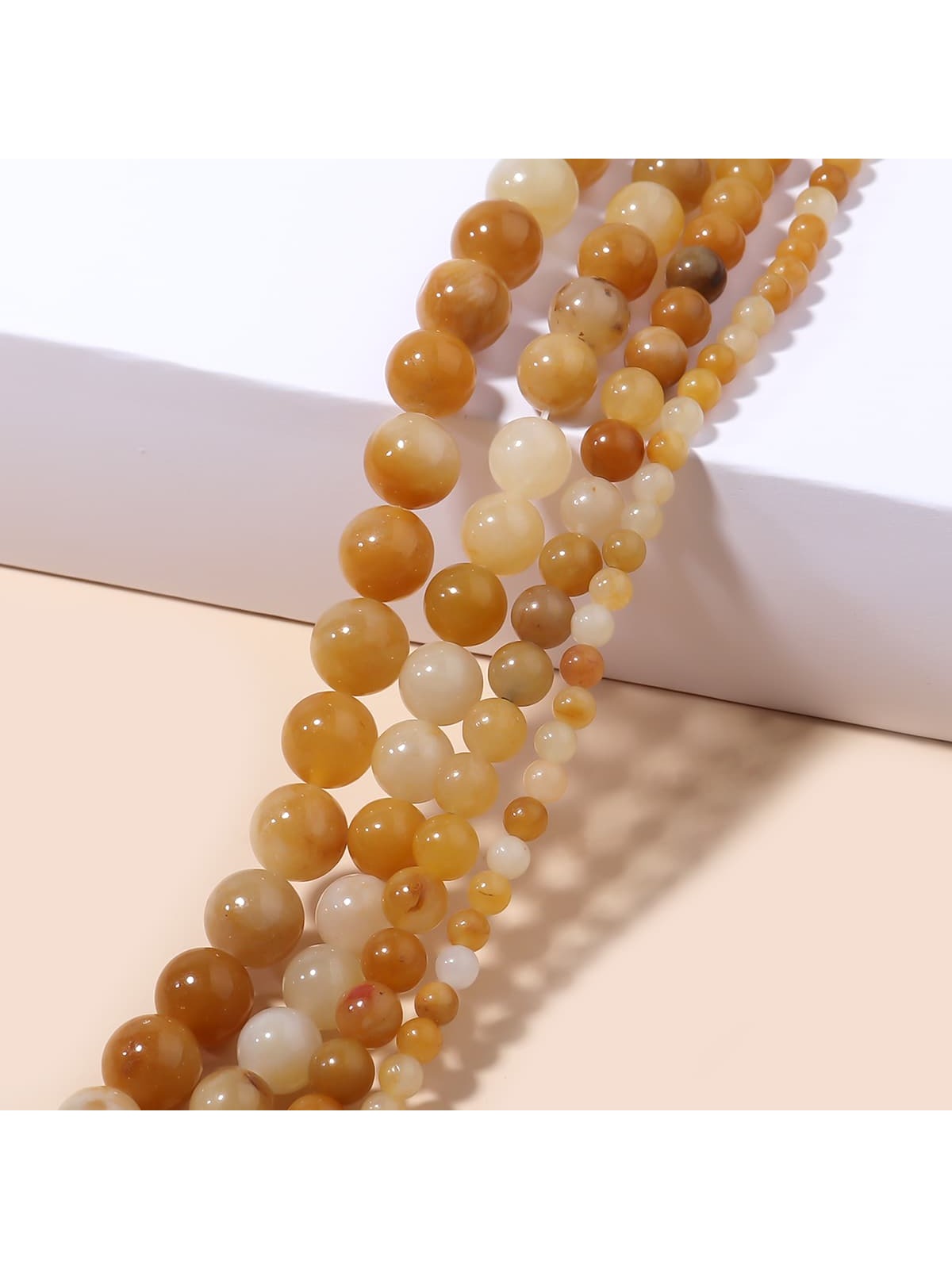 Natural Stones Yellow Jasper Gemstone Round Loose Beads For Jewelry Making DIY Bracelet Necklace-Multicolor-1