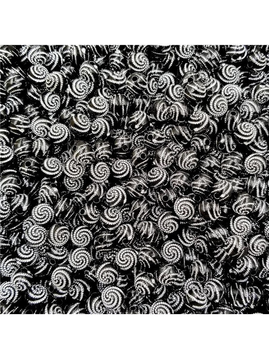 8mm50Pcs Acrylic Spiral Rhinestong Loose Beads For DIY Jewelry Making Necklace Bracelet Pendant-Black-1