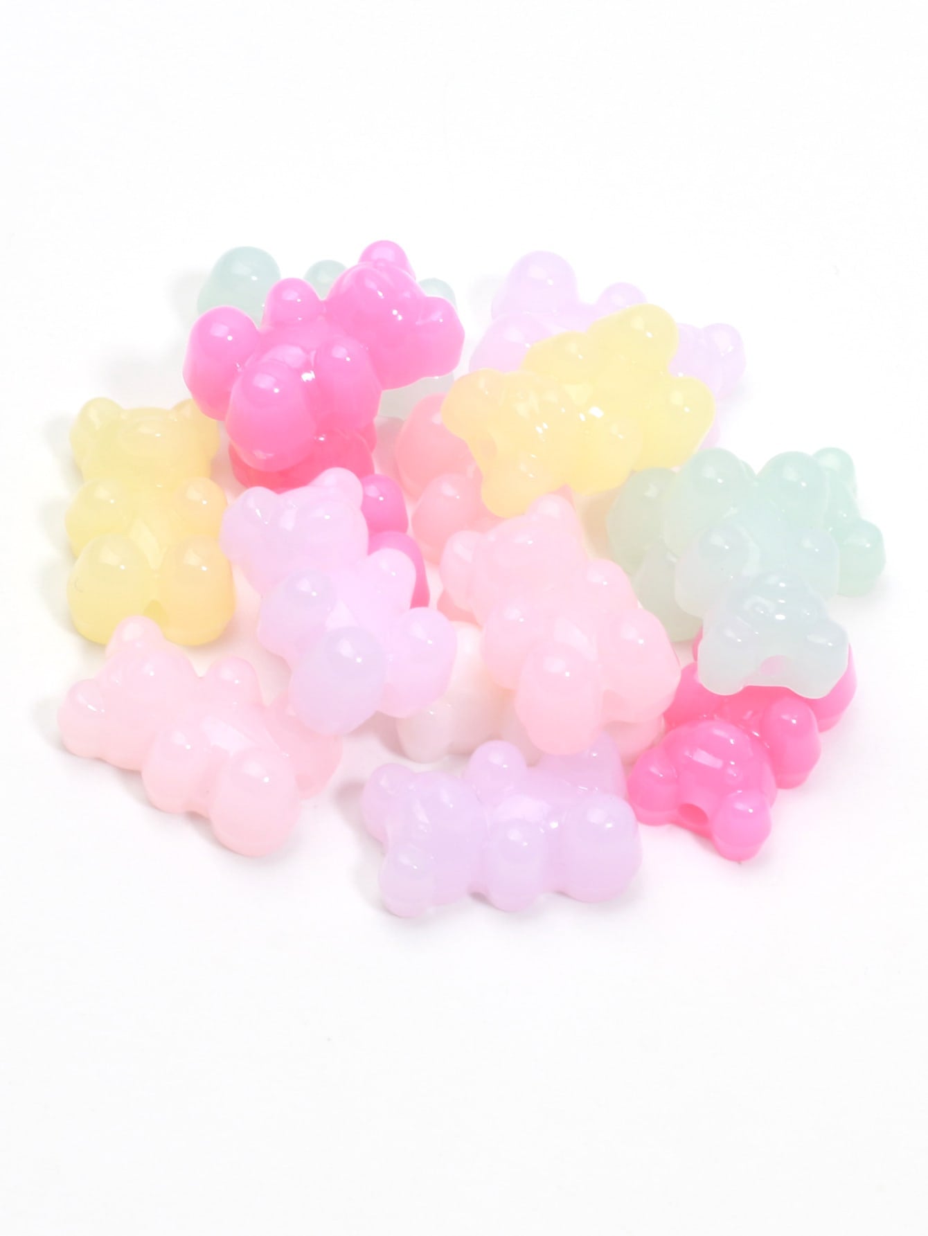 20pcs Jelly Color Teddy Bear Shaped Acrylic Bead Suitable For Diy Bracelet, Necklace, Earring-Multicolor-1