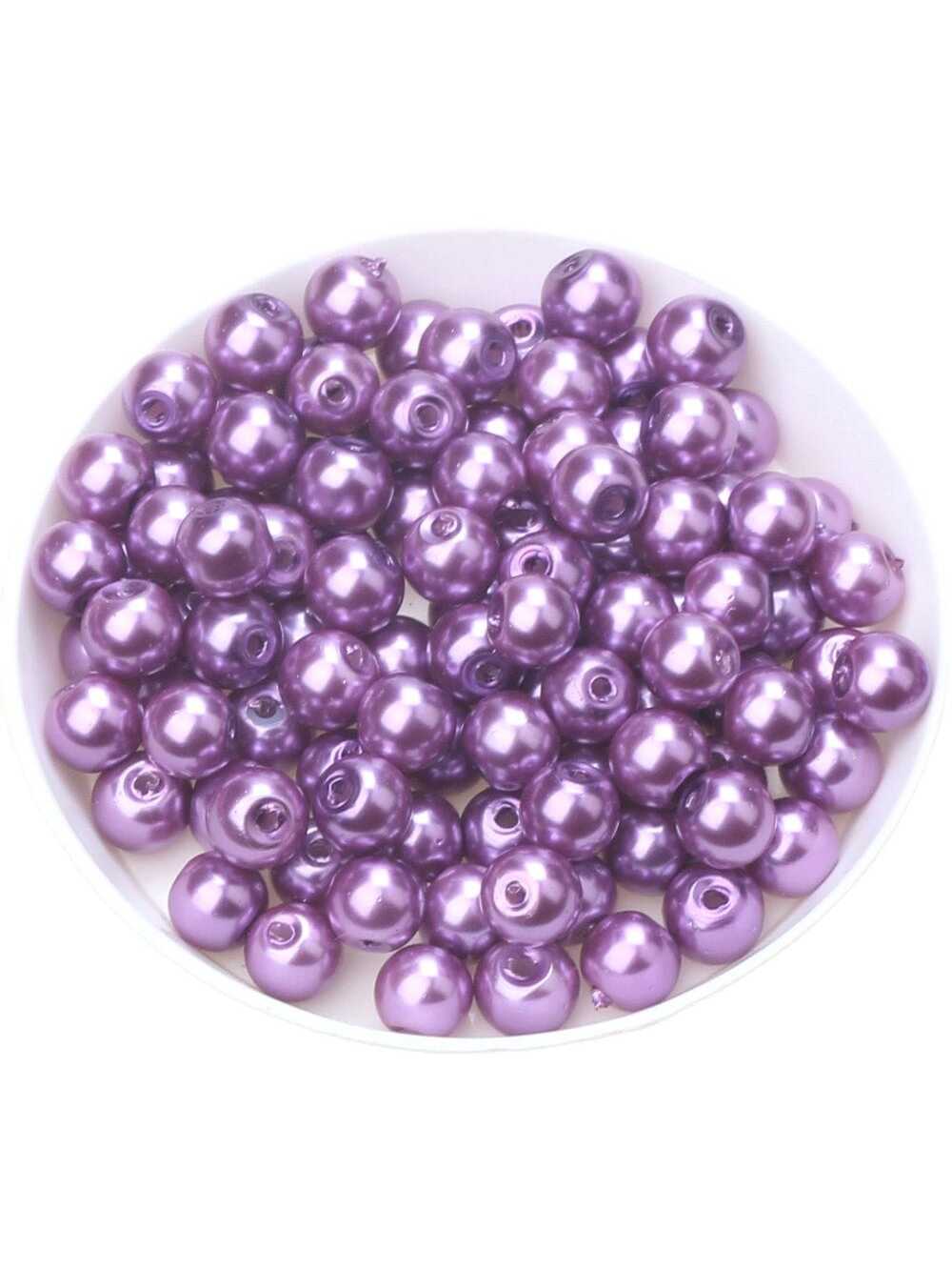 6MM 100pcs/bag Lacquer Purple 18# Glass Imitation Pearls Circular Beads DIY Bracelet/Earrings/Necklace/Jewelry Making For Women's Daily Wear And Handmade mobile phone chains and decorations--1