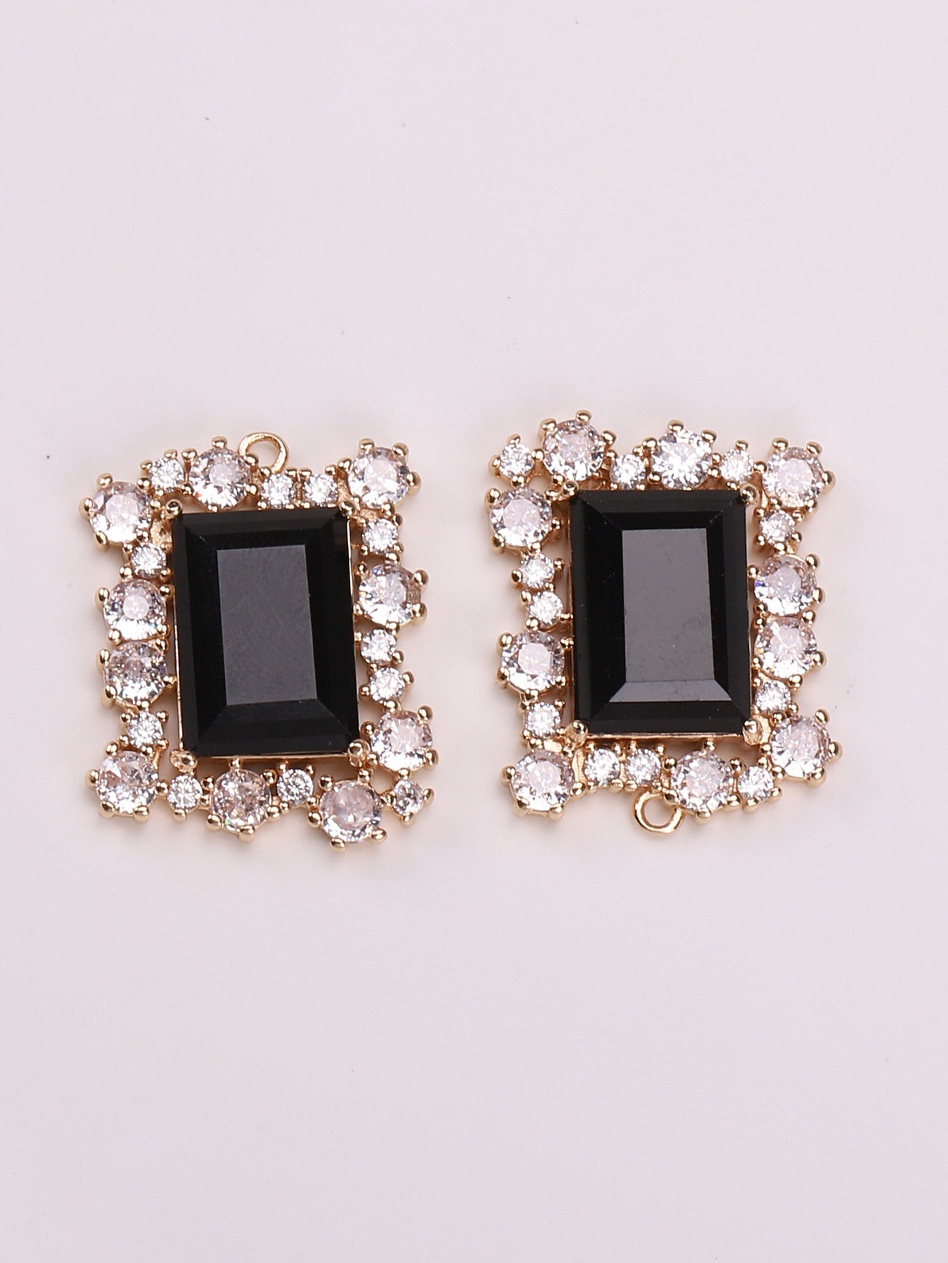 Rhinestone Decorated Rectangular Shaped Diy Jewelry Accessory-Black-1