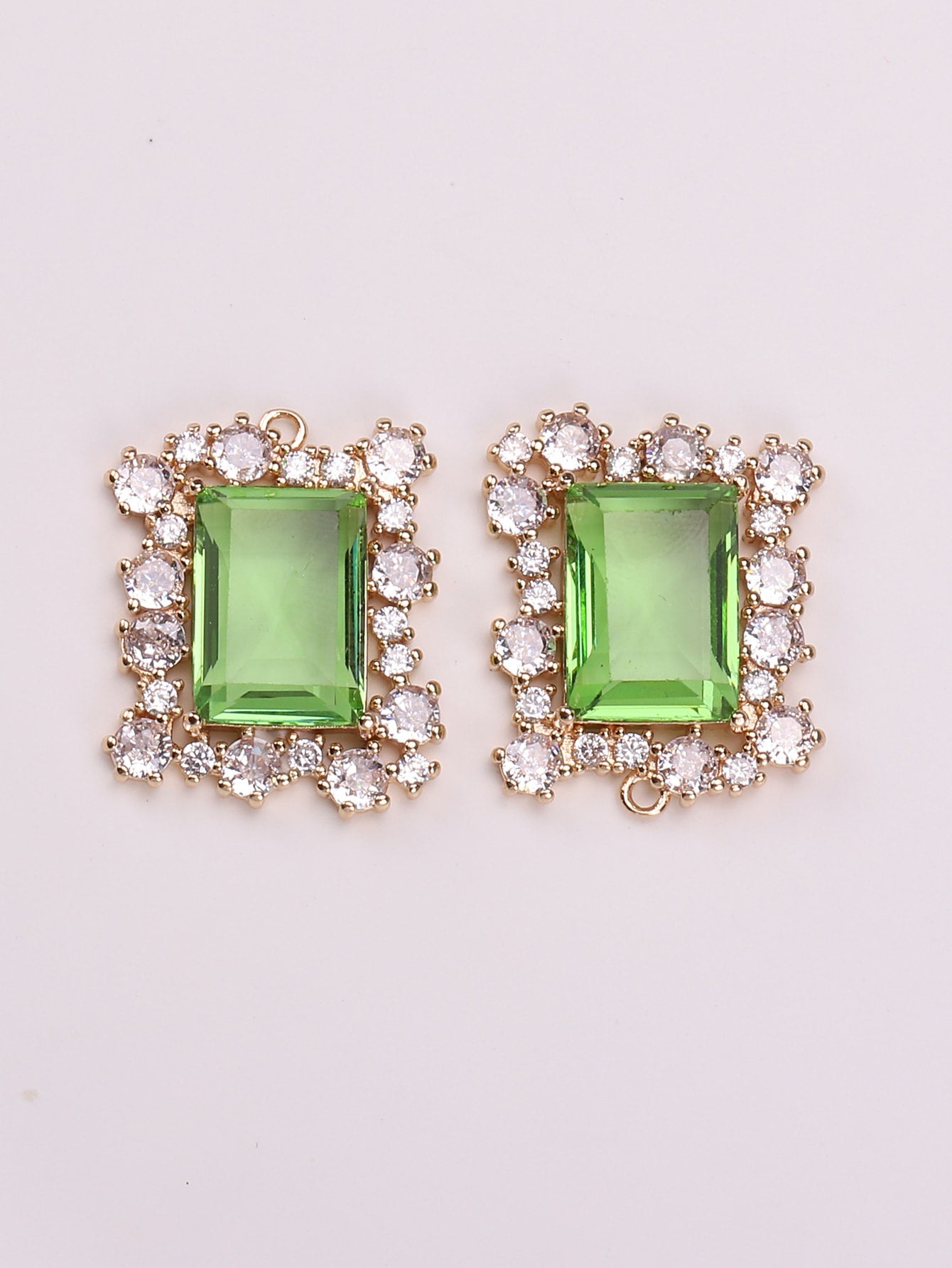 Rhinestone Rectangle Shaped Diy Jewelry Accessories-Green-1