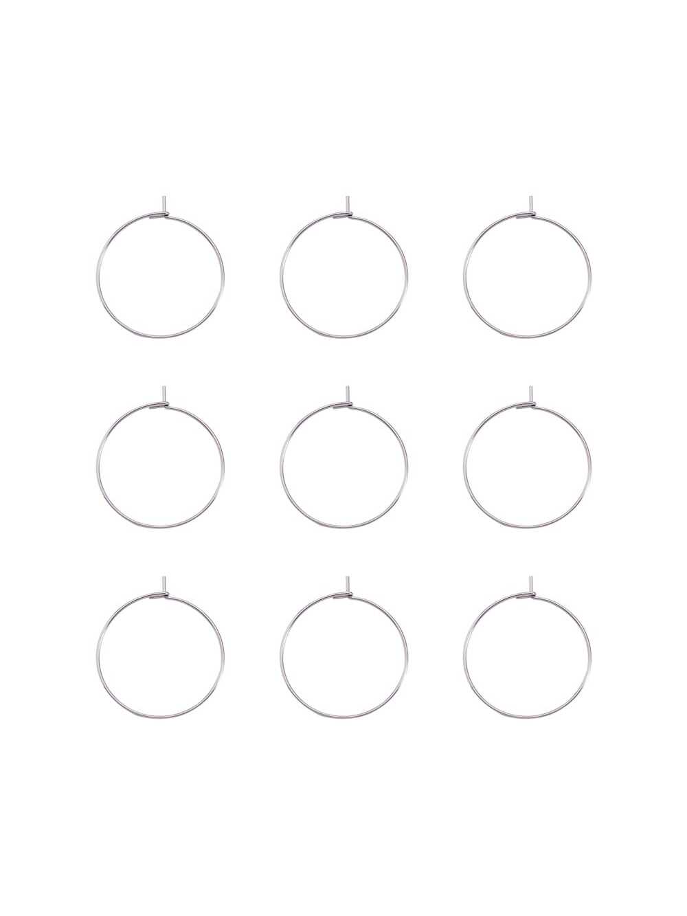 100pcs 25x0.7mm 316 Section Stainless Steel Hoop Earrings Accessories, Wine Glass Charms Accessories--1