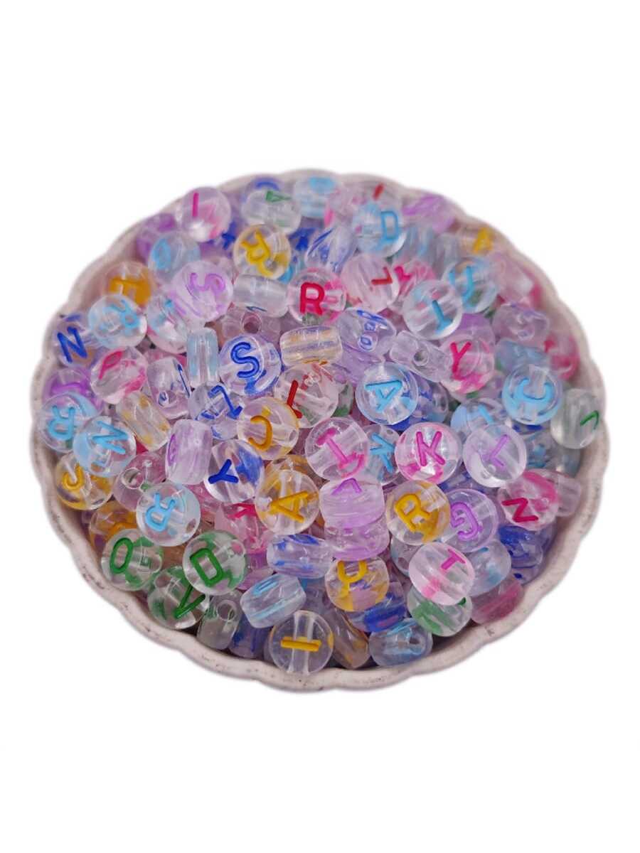 7MM 50PCS Acrylic Mixed Letter Round Beads Loose Alphabet Beads For Jewelry Making Diy Handmade Bracelet Necklace-Multicolor-1