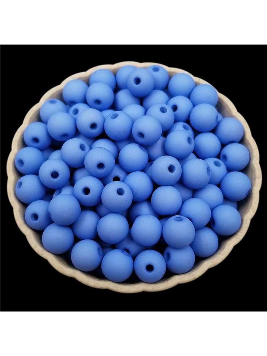 40Pcs 8mm Solid Color Acrylic Beads DIY Findings Jewelry Making Bracelet Necklace Charms Pendant-Baby Blue-1