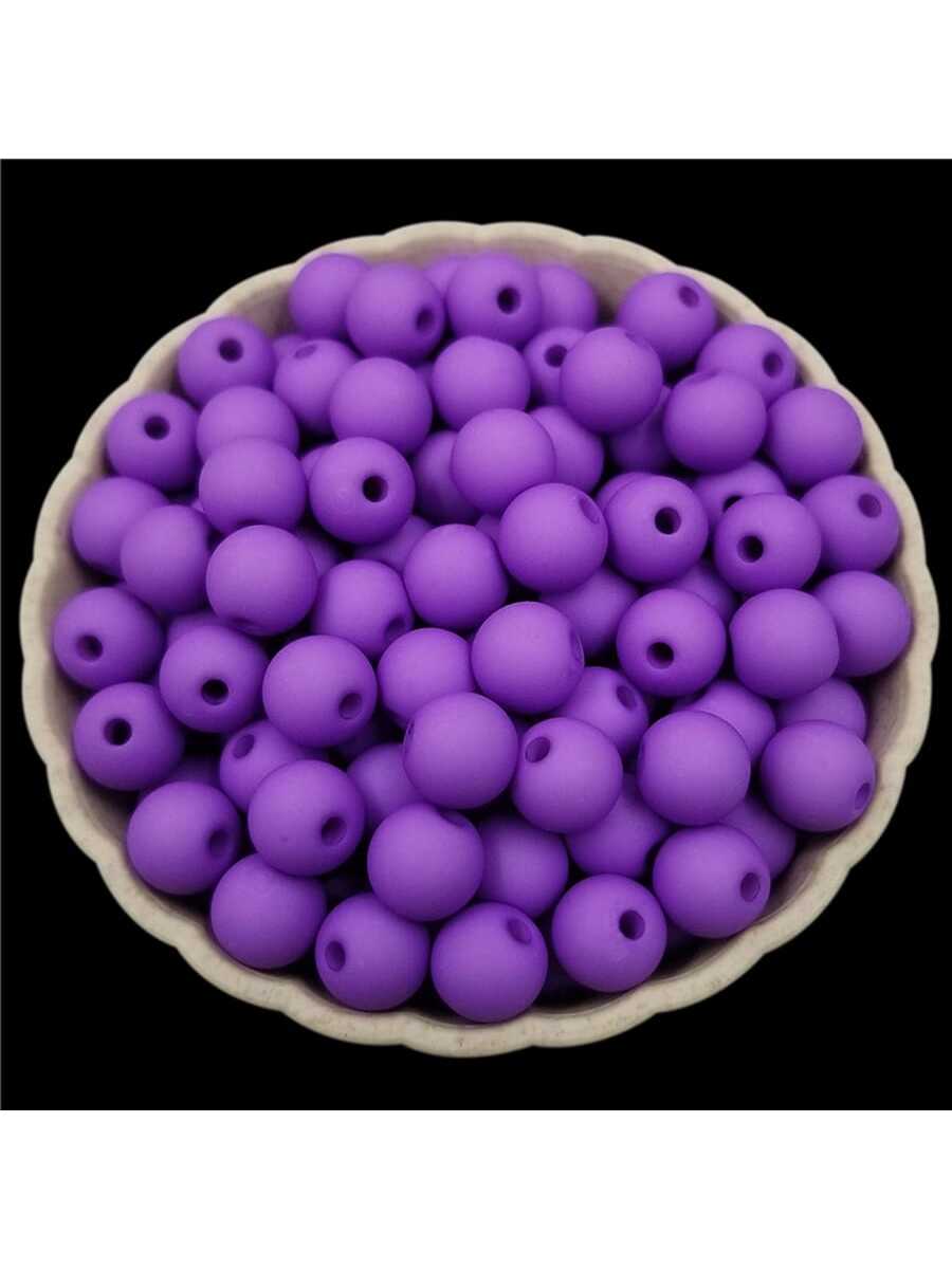 40Pcs 8mm Solid Color Acrylic Beads DIY Findings Jewelry Making Bracelet Necklace Charms Pendant-Purple-1