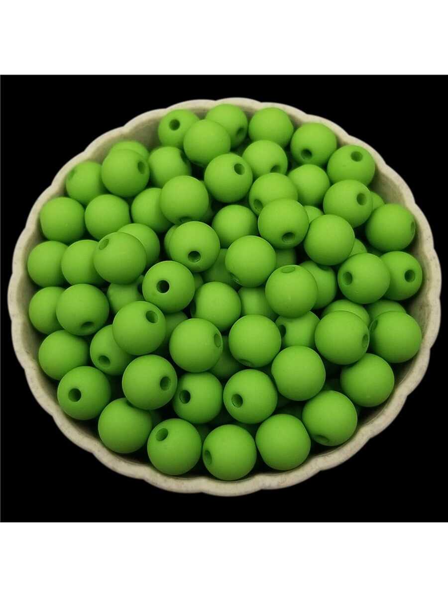 40Pcs 8mm Solid Color Acrylic Beads DIY Findings Jewelry Making Bracelet Necklace Charms Pendant-Green-1