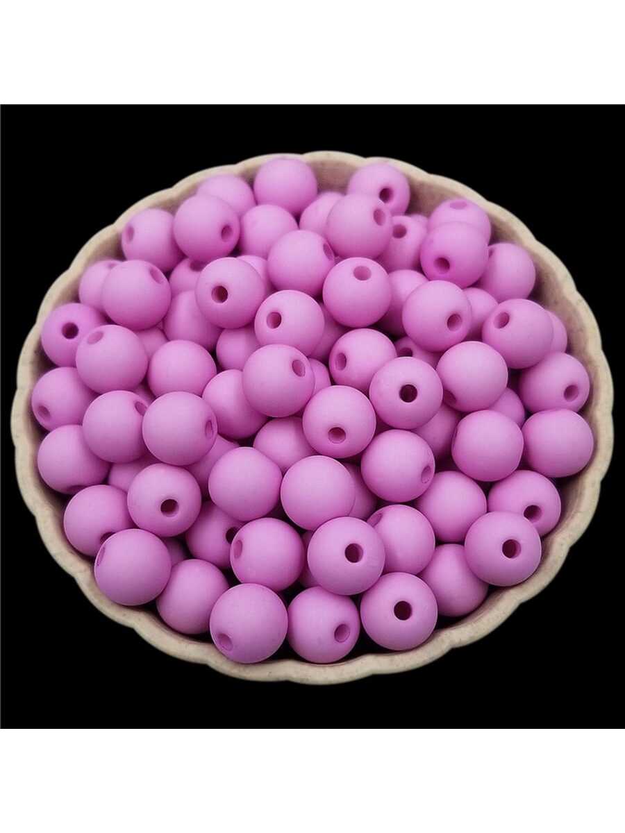 40Pcs 8mm Solid Color Acrylic Beads DIY Findings Jewelry Making Bracelet Necklace Charms Pendant-Mauve Purple-1