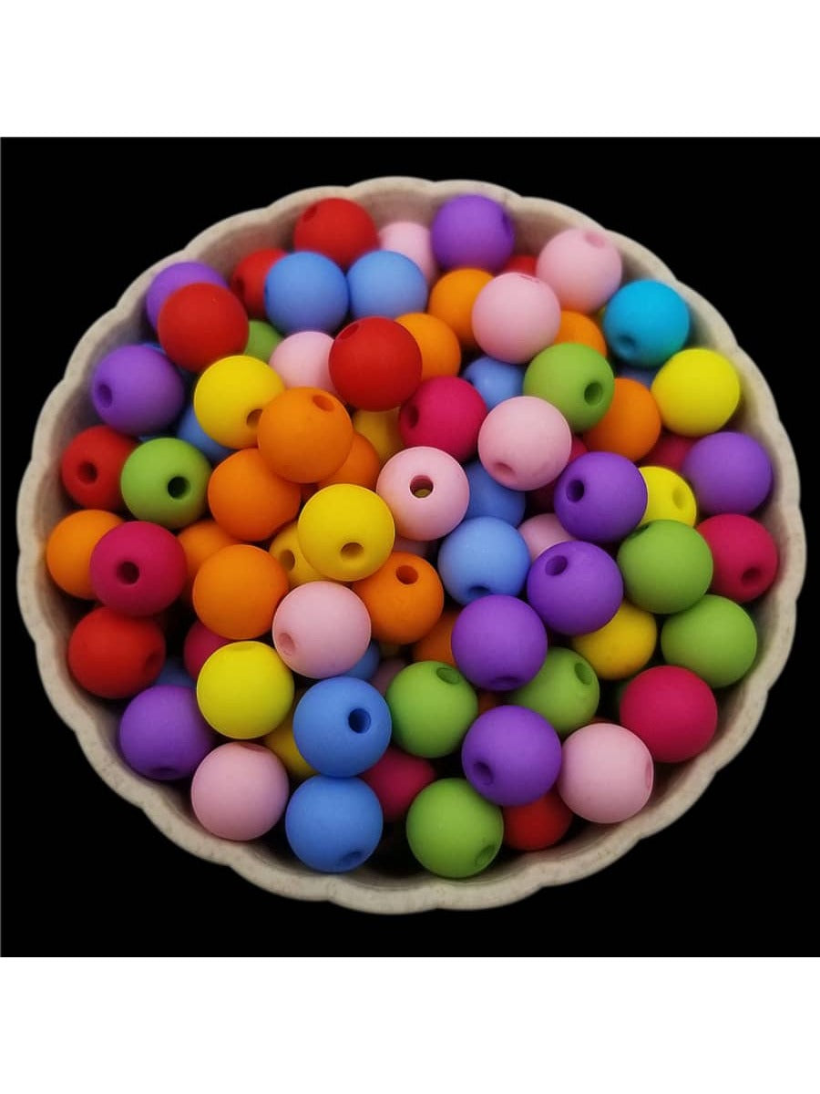 40Pcs 8mm Solid Color Acrylic Beads DIY Findings Jewelry Making Bracelet Necklace Charms Pendant-Multicolor-1