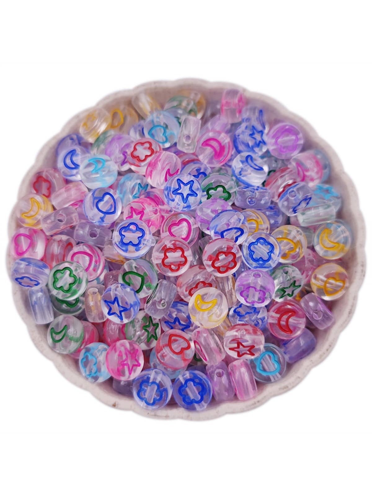 50Pcs 7mm Transprament Moon Star Beads DIY For Crafts Jewelry Making  Acrylic Pendant Necklace Bracelet--1