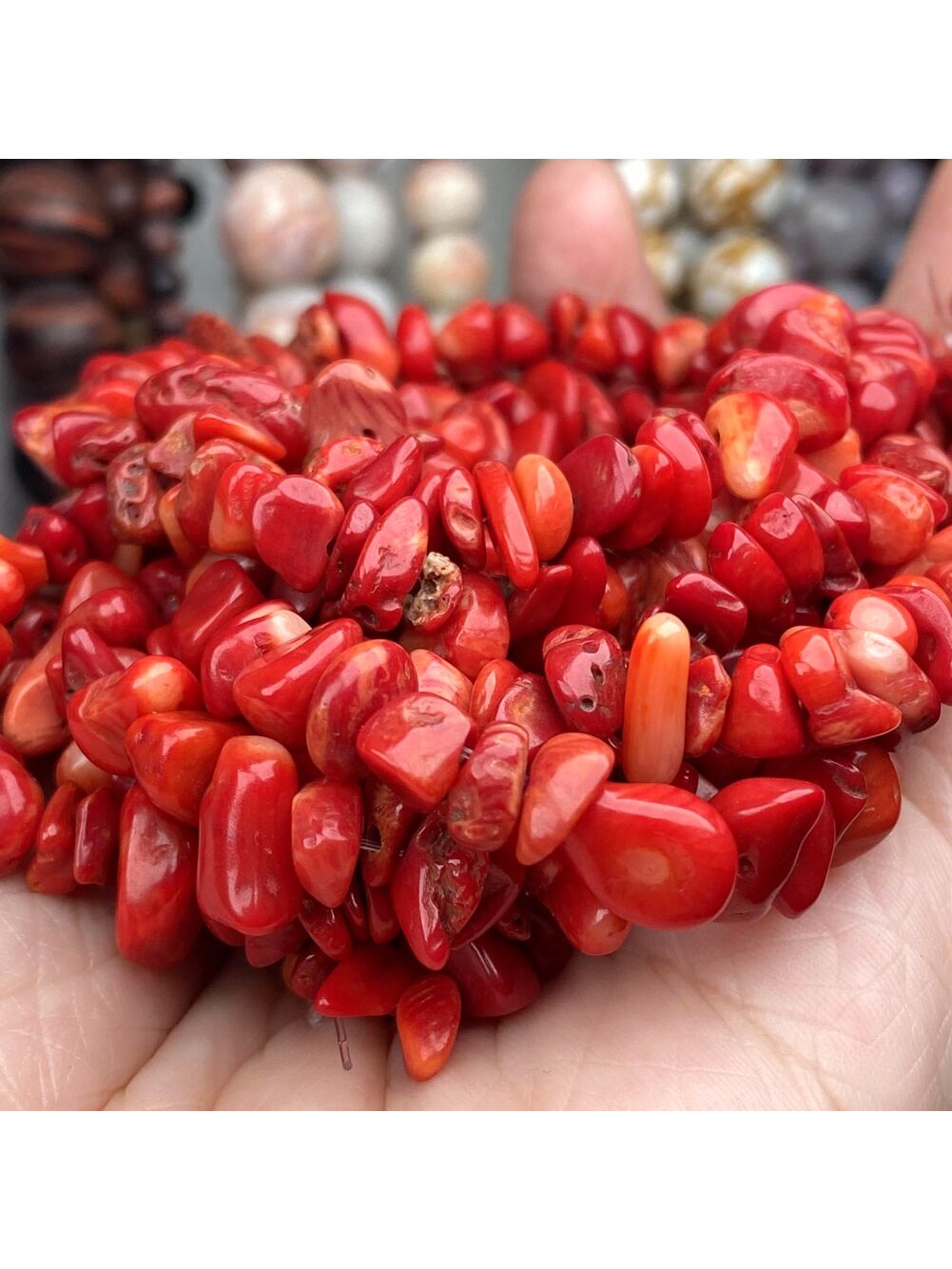 1 Strand Natural Irregular Dyed Red Coral Stone Loose Spacer Round Beads For Jewelry Making DIY Bracelets Accessories Wholesale 15''-Red-1