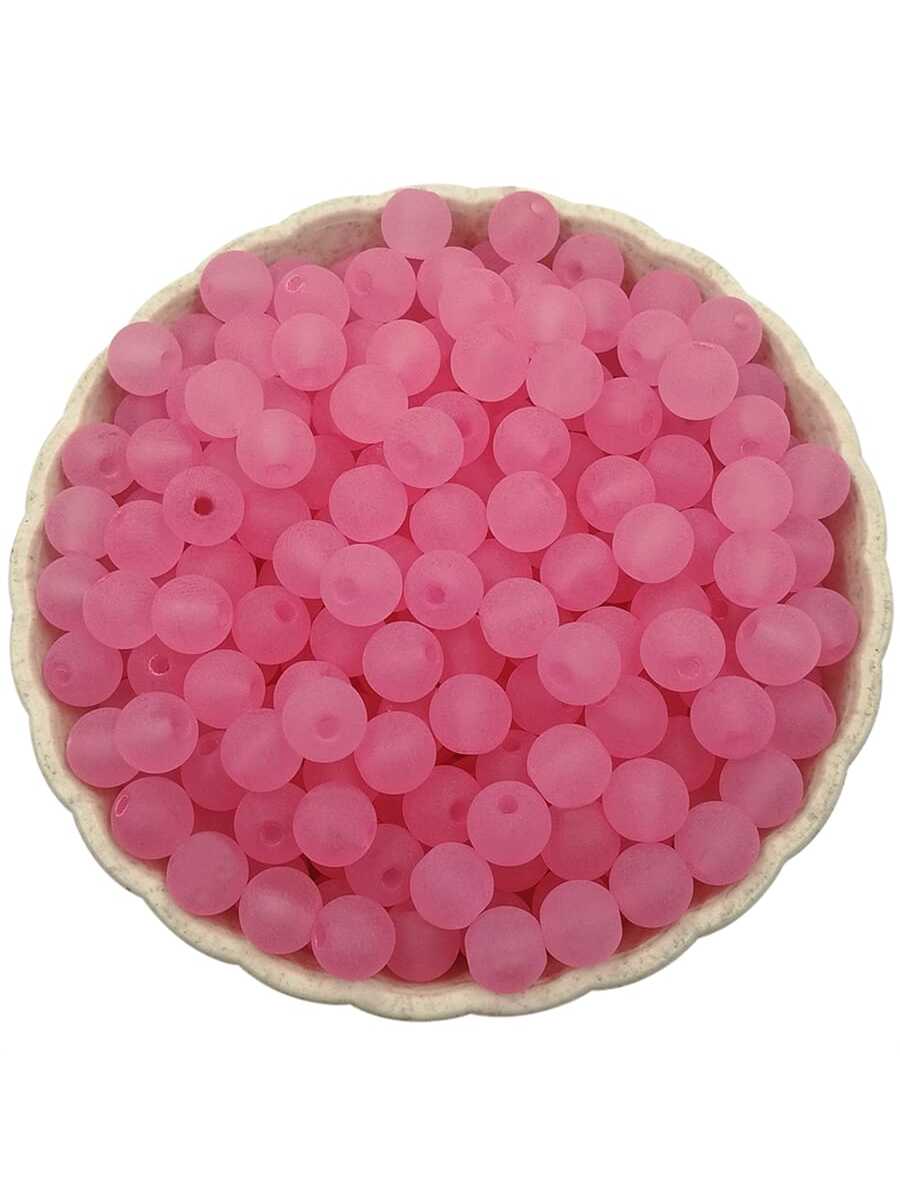 80Pcs 6mm Acrylic Frosting Beads Loose Bead DIY Jewelry Accessories Necklace Bracelet Pendant Making-Pink-1