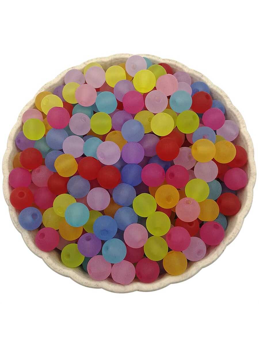 80Pcs 6mm Acrylic Frosting Beads Loose Bead DIY Jewelry Accessories Necklace Bracelet Pendant Making-Multicolor-1