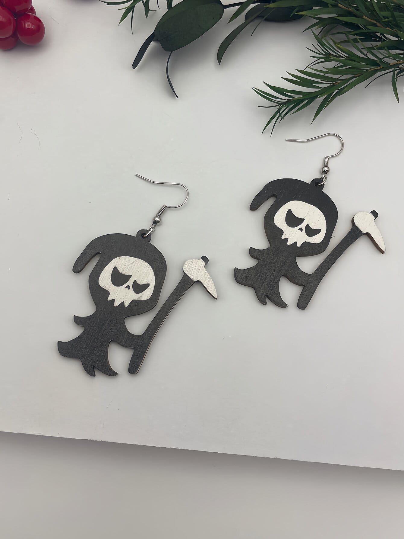 Cartoon Halloween Pumpkin Earrings, Funny Ghost, Skull Shaped Dangle Earrings-Multicolor-1