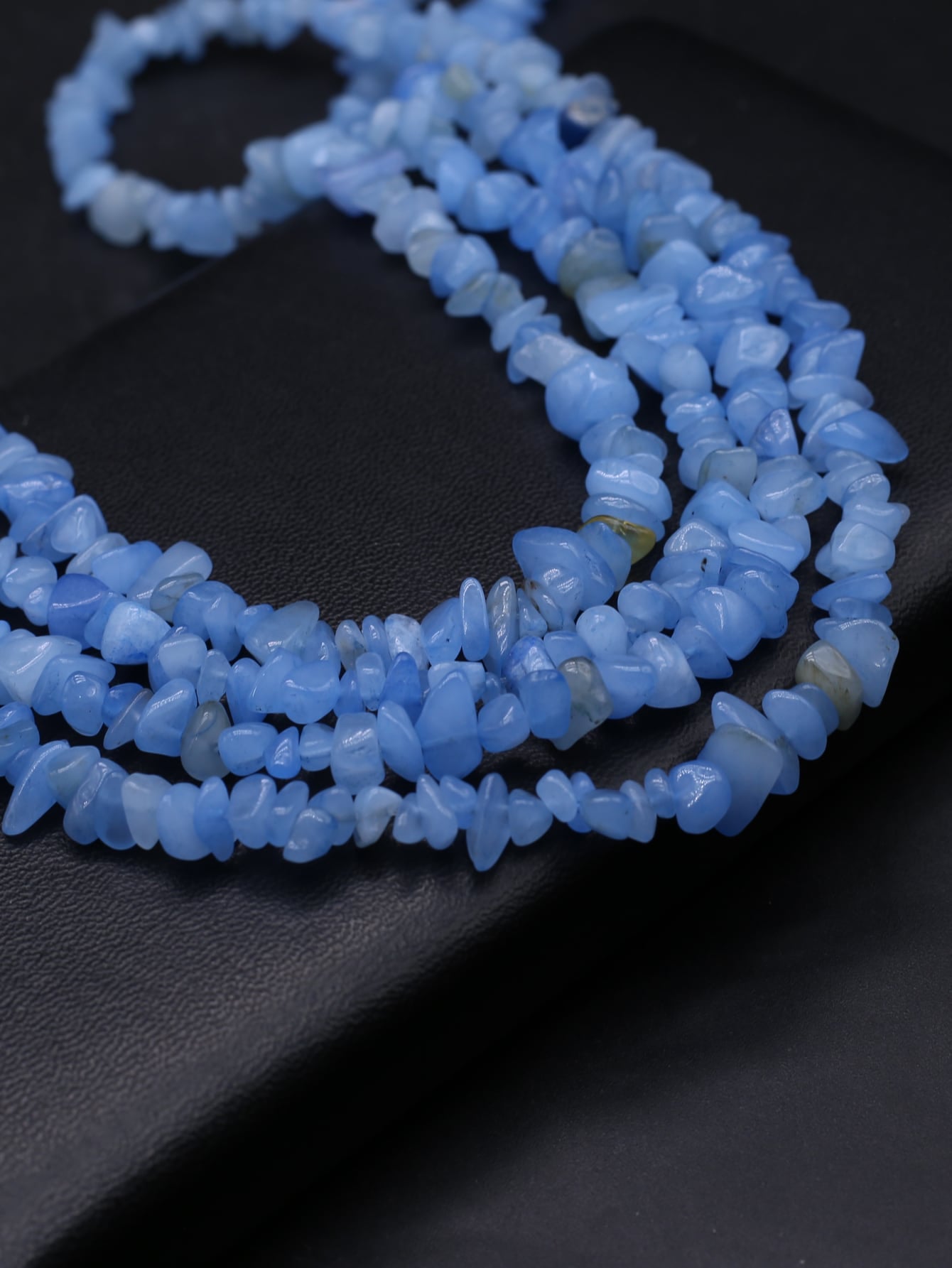 1pc 80cm Long Light Blue White Stone 7mm Beaded Chain For Diy Necklace, Bracelet, Jewelry Making-Baby Blue-1