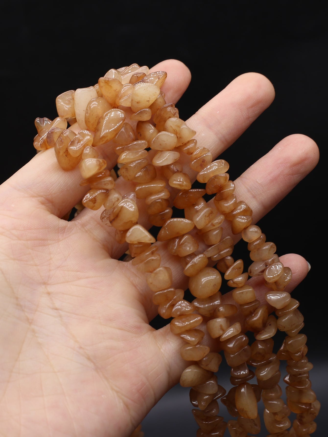 1pc 80cm Long 7mm Brown And White Stone Beaded Chain For Diy Necklace Bracelet Jewelry Making-Brown-1