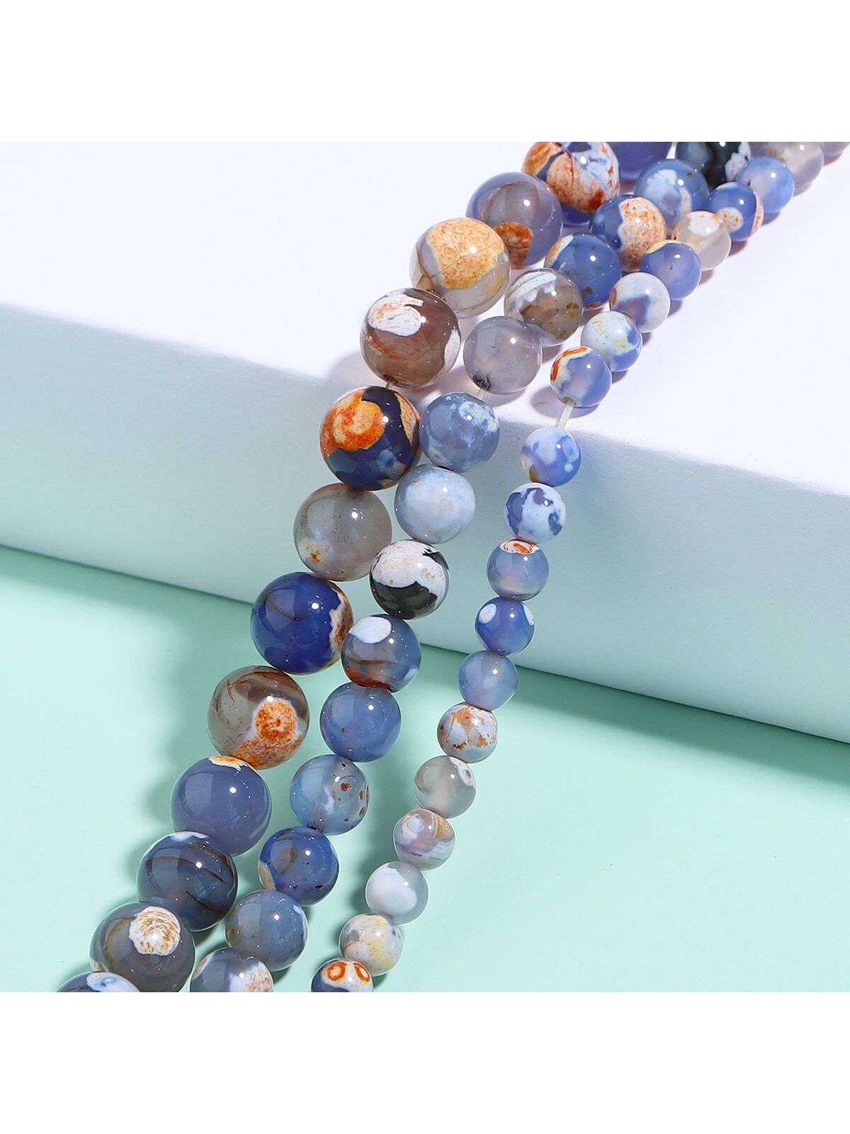 Natural Stone Orange Blue Fire Agate Round Loose Spacer Beads For Jewelry Making Charm DIY Bracelets Accessories-Multicolor-1