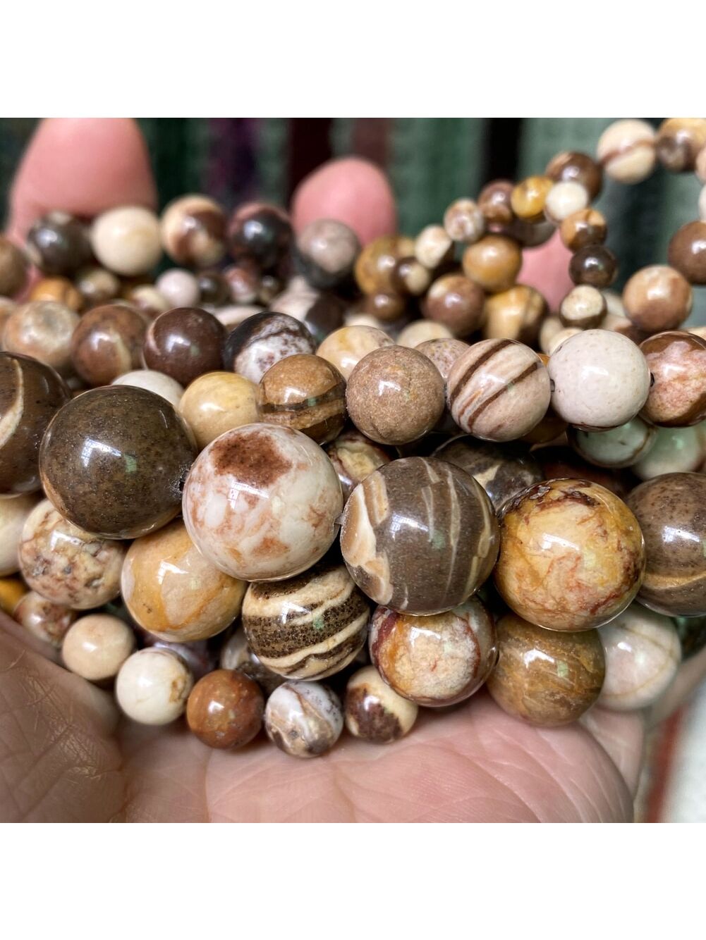 1 Strand Natural Australian Zebra Jaspers Stones Loose Round Beads For Jewelry Making 4-12 mm Diy Bracelets Accessories 15" Wholesale-Brown-1