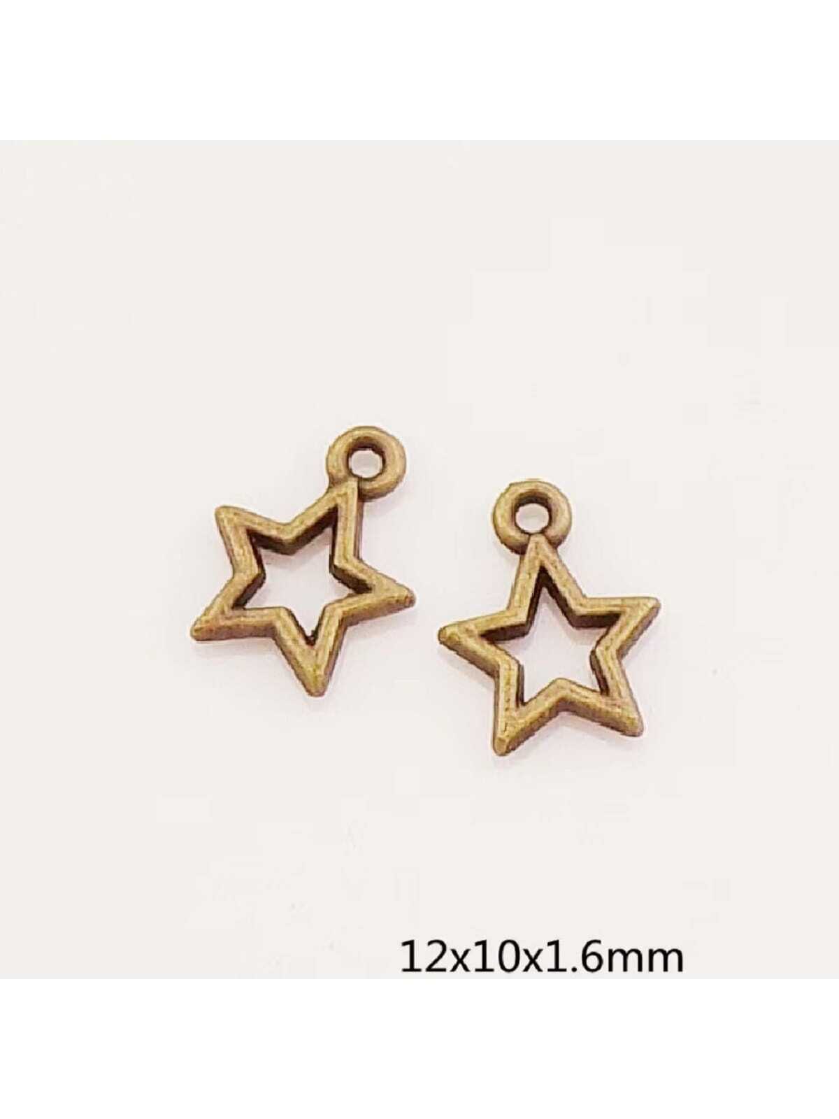 50pcs Alloy Five-star Pendant Charms For Diy Jewelry Making, Suitable For Necklace, Bracelet, Earrings And Small Accessories-Bronze-1