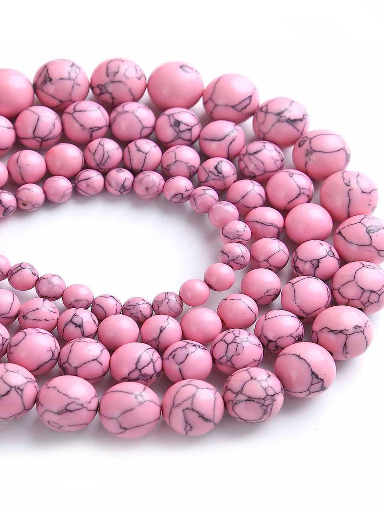 6colors Turquoise Beads - Great For Diy Bracelet And Necklace Making (6-12mm)-Pink-1