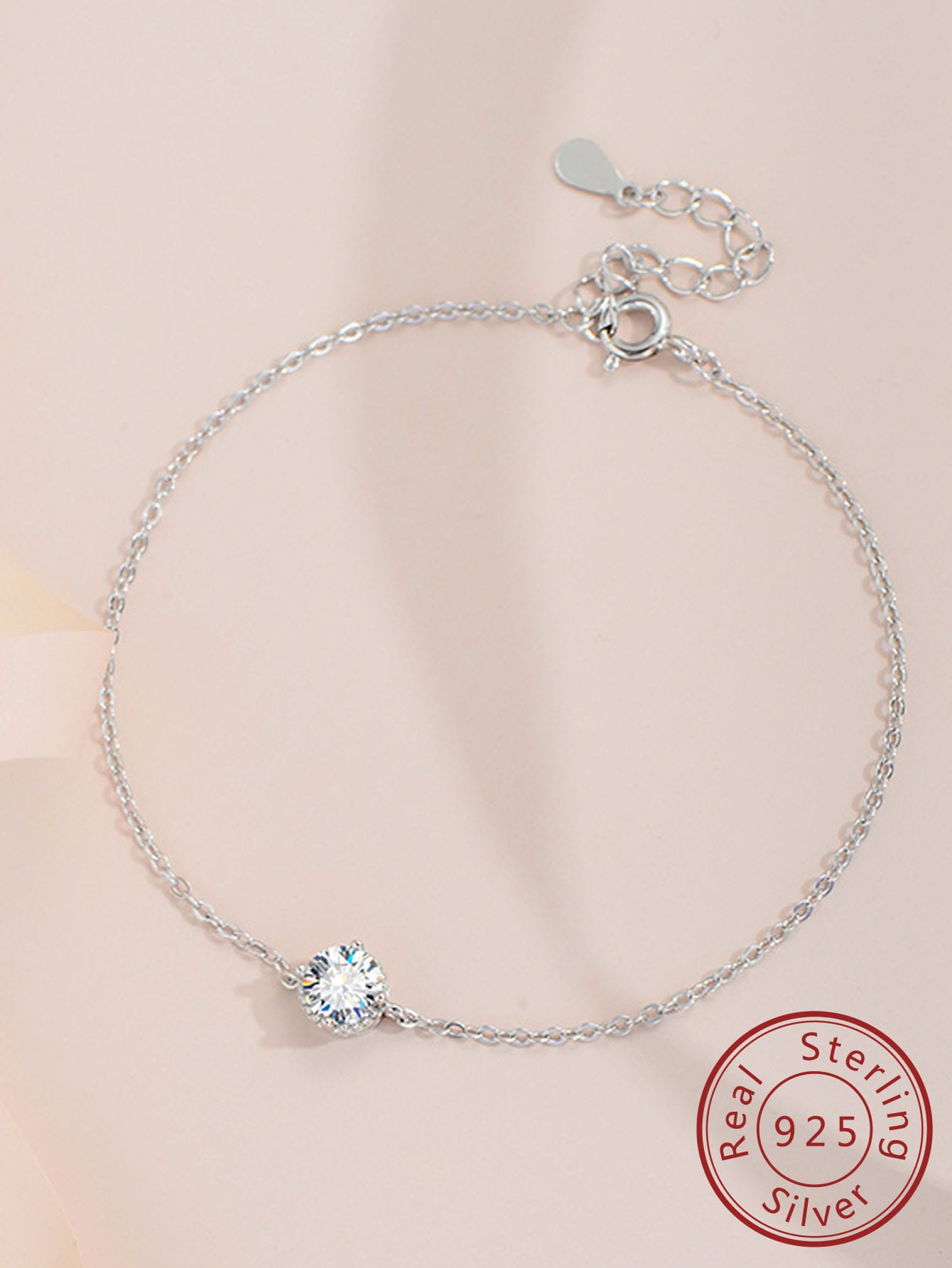 Classic 6 Claw Design 925 Sterling Silver Bracelet With Natural Moissanite Stone, Includes Moissanite Certificate And Elegant Gift Box-Silver-1