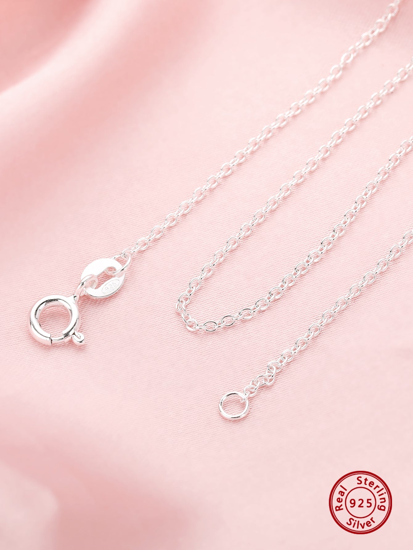 1Pcs Simple O Ring 925 Sterling Solid Silver Necklace Chain for Daily Dress-Silver-1