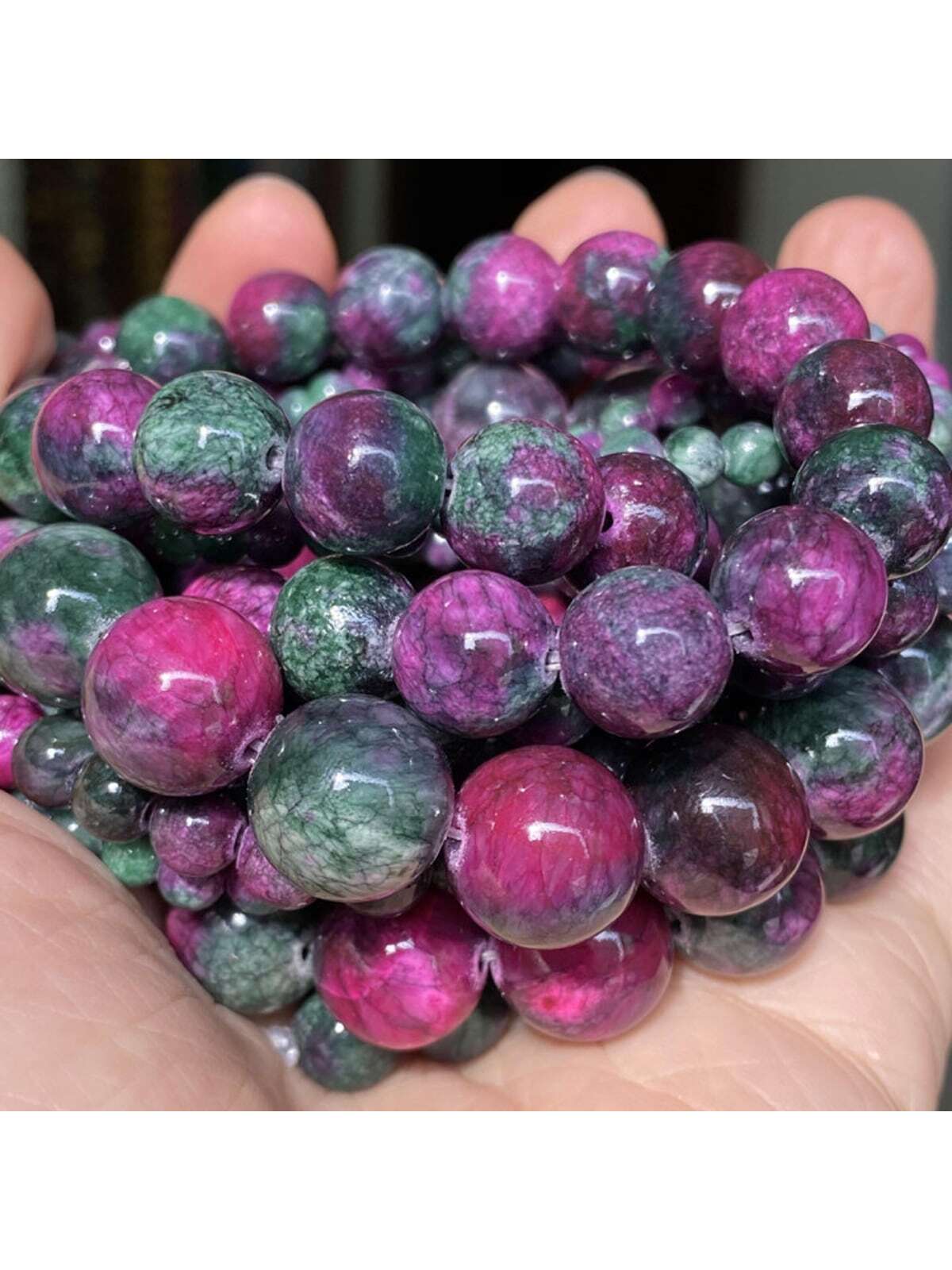 1 Strand Natural Stone Beads 4 6 8 10mm Tourmaline  Jades Round Beads For Jewelry Making Needlework Diy Bracelet Necklace-Purple-1