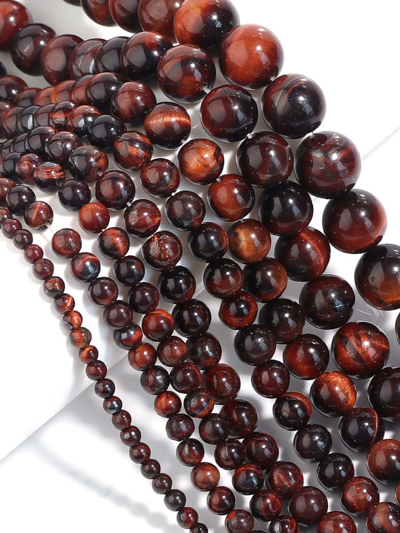 Fashionable Tiger Eye Stone Beads In 4/6/8/10/12/14/18mm Sizes, Perfect For Diy Bracelet, Necklace, And Jewelry Making Accessories-Red-1