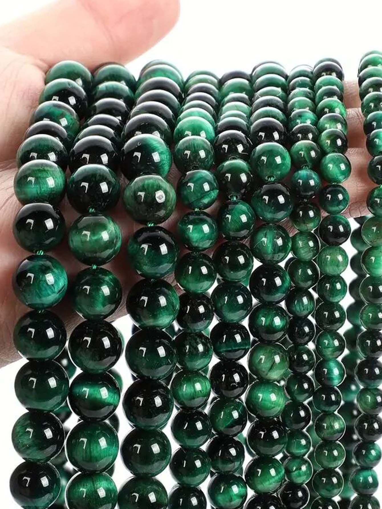 Fashionable Natural Tiger Eye Stone Beads (4/6/8/10/12/14/18mm) Basic Jewelry Making Accessories Suitable For Diy Bracelets And Necklaces-Green-1