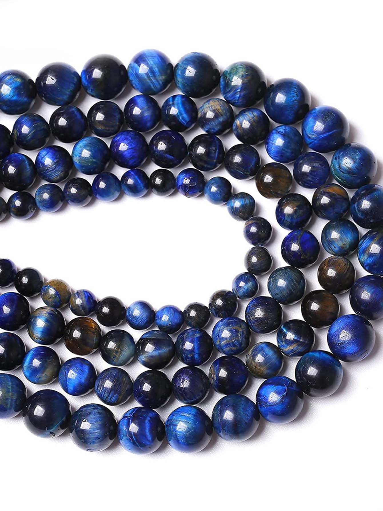 Fashionable 4/6/8/10/12/14/18mm Tiger Eye Bead Basic Accessories Great For Diy Jewelry Making Bracelet Necklace-Navy Blue-1