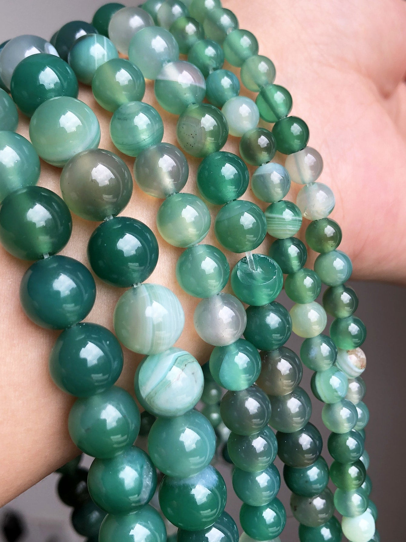 Green Stripe Onyx Agat Natural Stone Beads For Jewelry Making Diy Bracelet Necklace 4mm 6mm 8mm 10mm 12mm Strand-Green-1