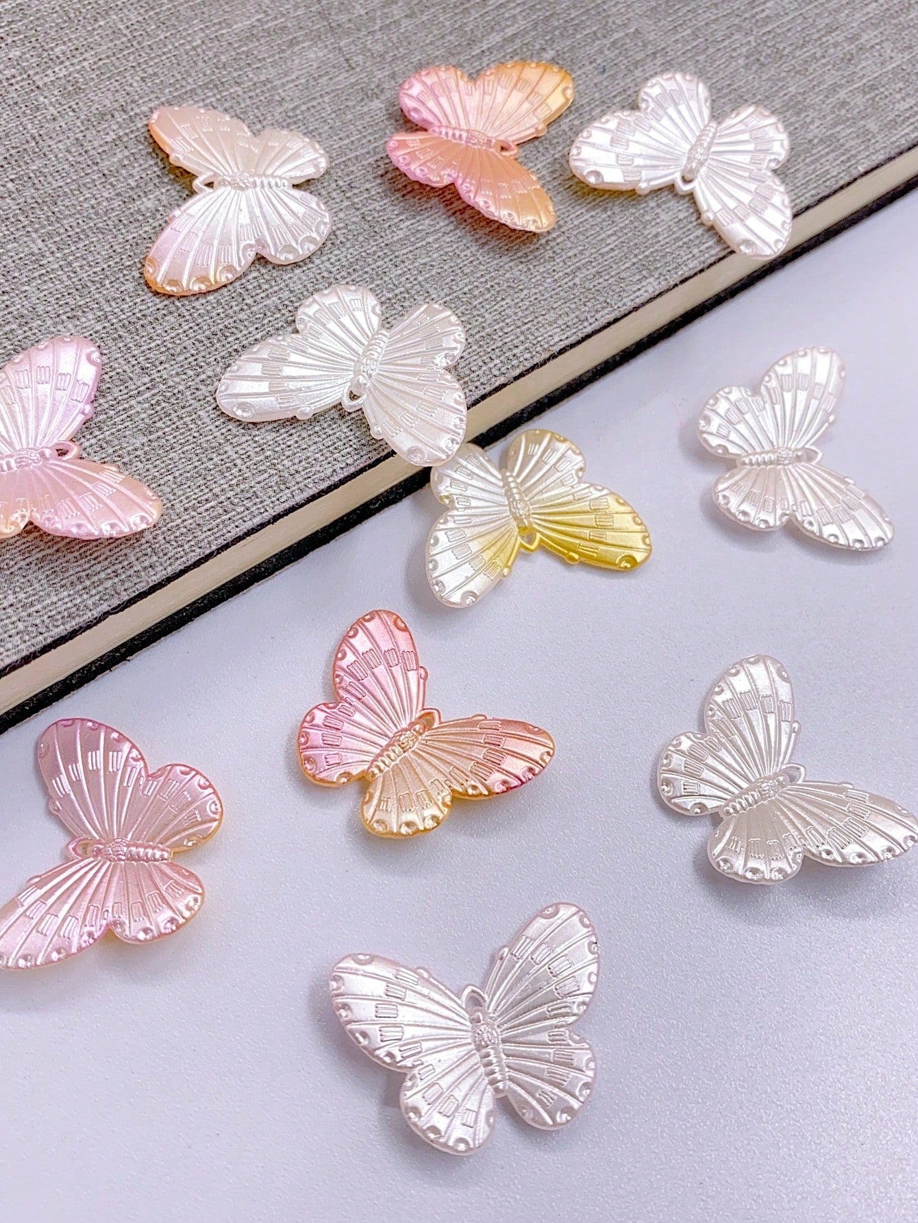 New Arrival 10pcs Colorful Acrylic Butterfly Shaped Pendant Charm For Diy Necklace, Bag, Phone Chain Accessory-Multicolor-1