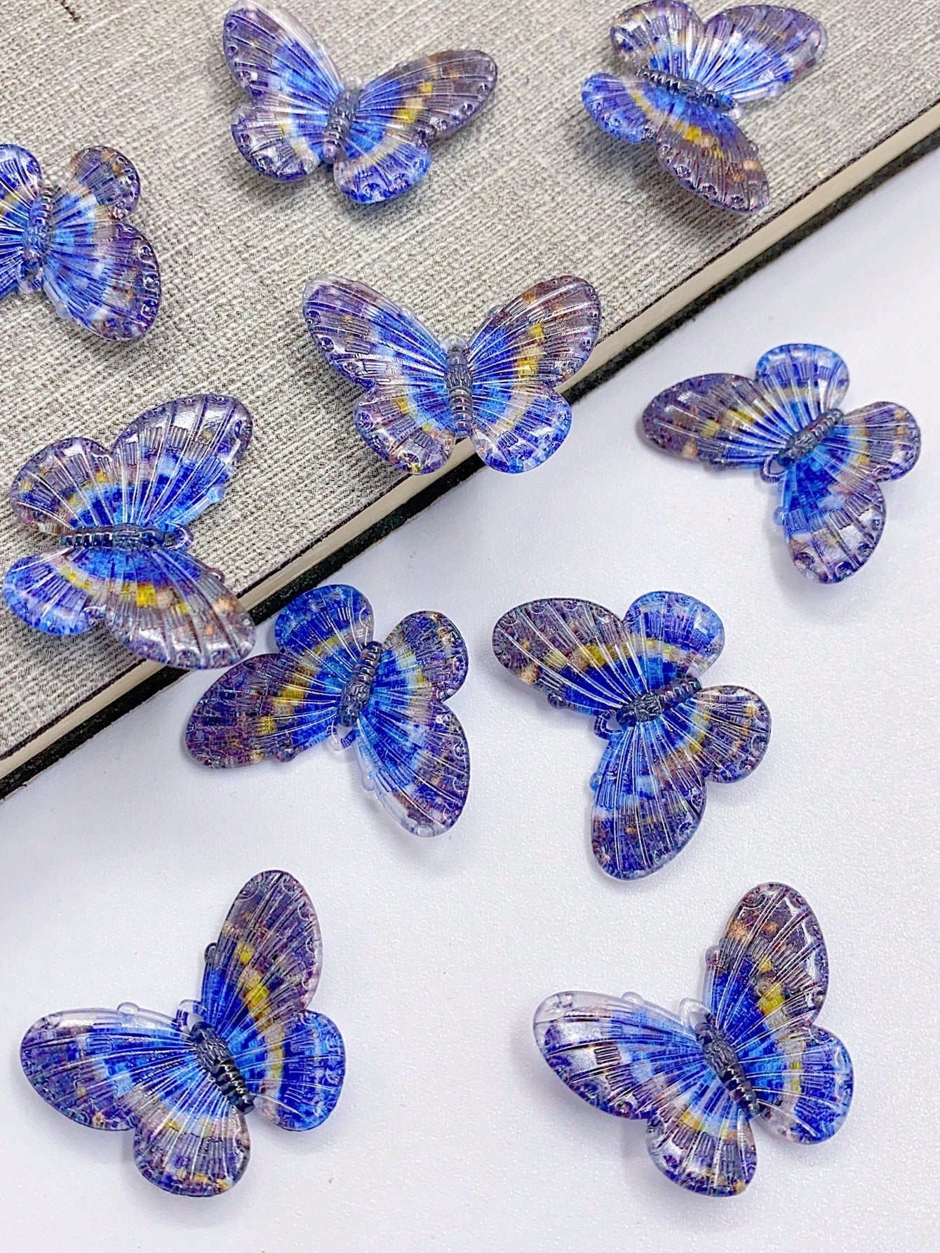 10pcs Acrylic Butterfly Shaped Pendant/ornament With Simulated Oil Painting Style, Suitable For Diy Necklace, Bracelet, Earrings, Handbag Or Cellphone Accessories-Multicolor-1