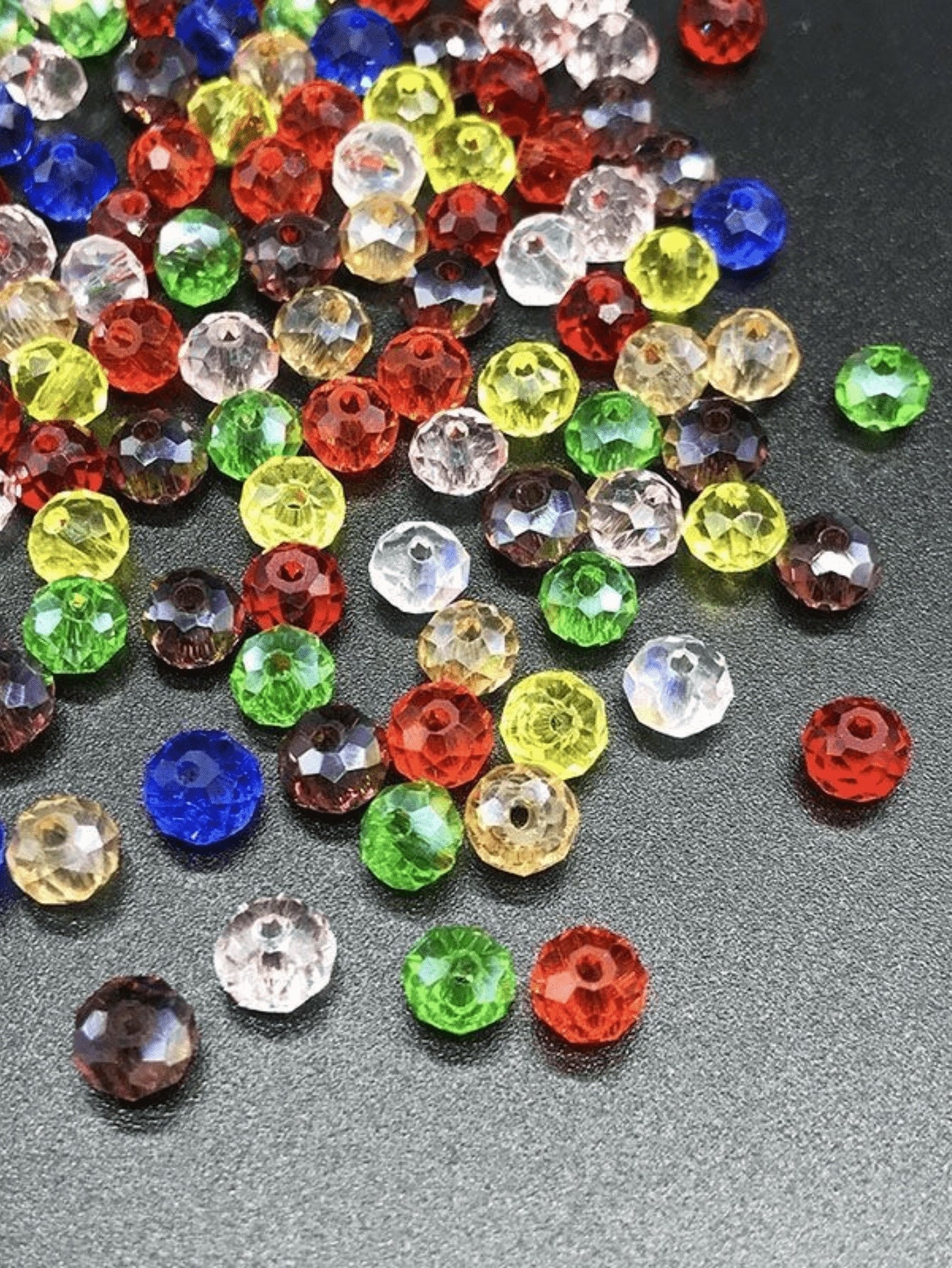 100pcs Flat Round Crystal/acrylic Beads For Diy Jewelry Making, Beaded Curtains, Clothing, Hairpins, Bracelets, Necklaces And Other Accessories, Wholesale-Multicolor-1