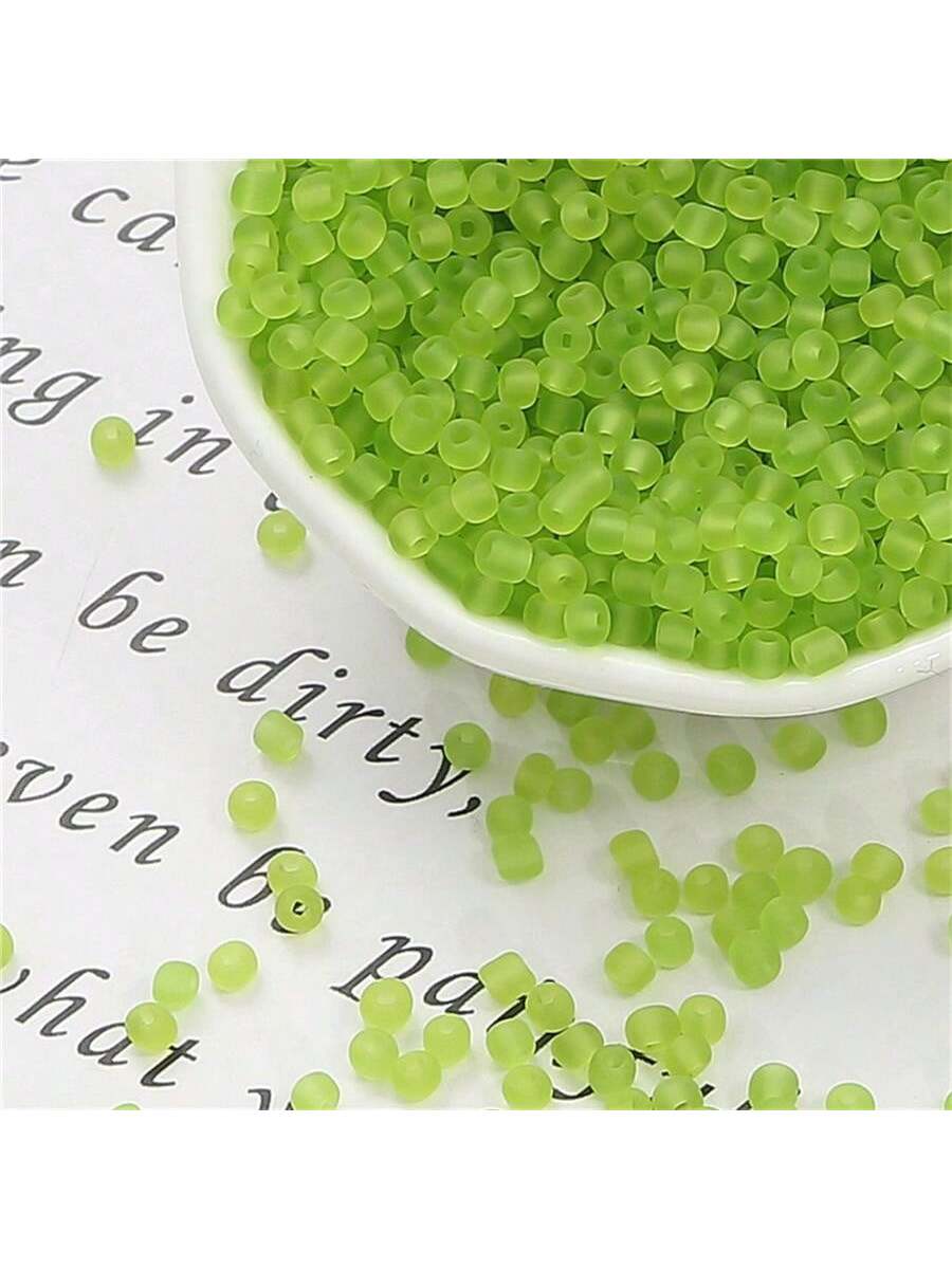 Grass Green Frosted Transparent Glass Beads DIY Bracelet Necklace Hair Accessories Material-Green-1