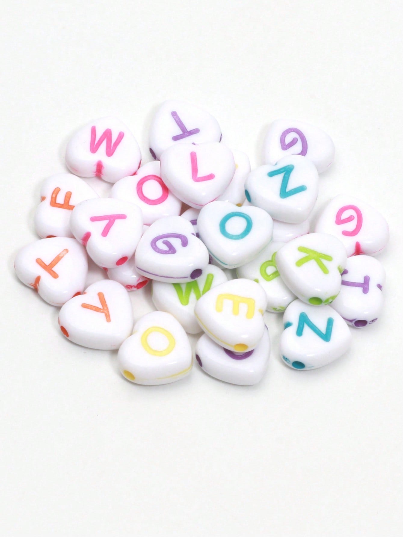 50pcs Mixed Acrylic Letter Heart Beads For Diy Bracelet, Necklace, Earring Making-Multicolor-1