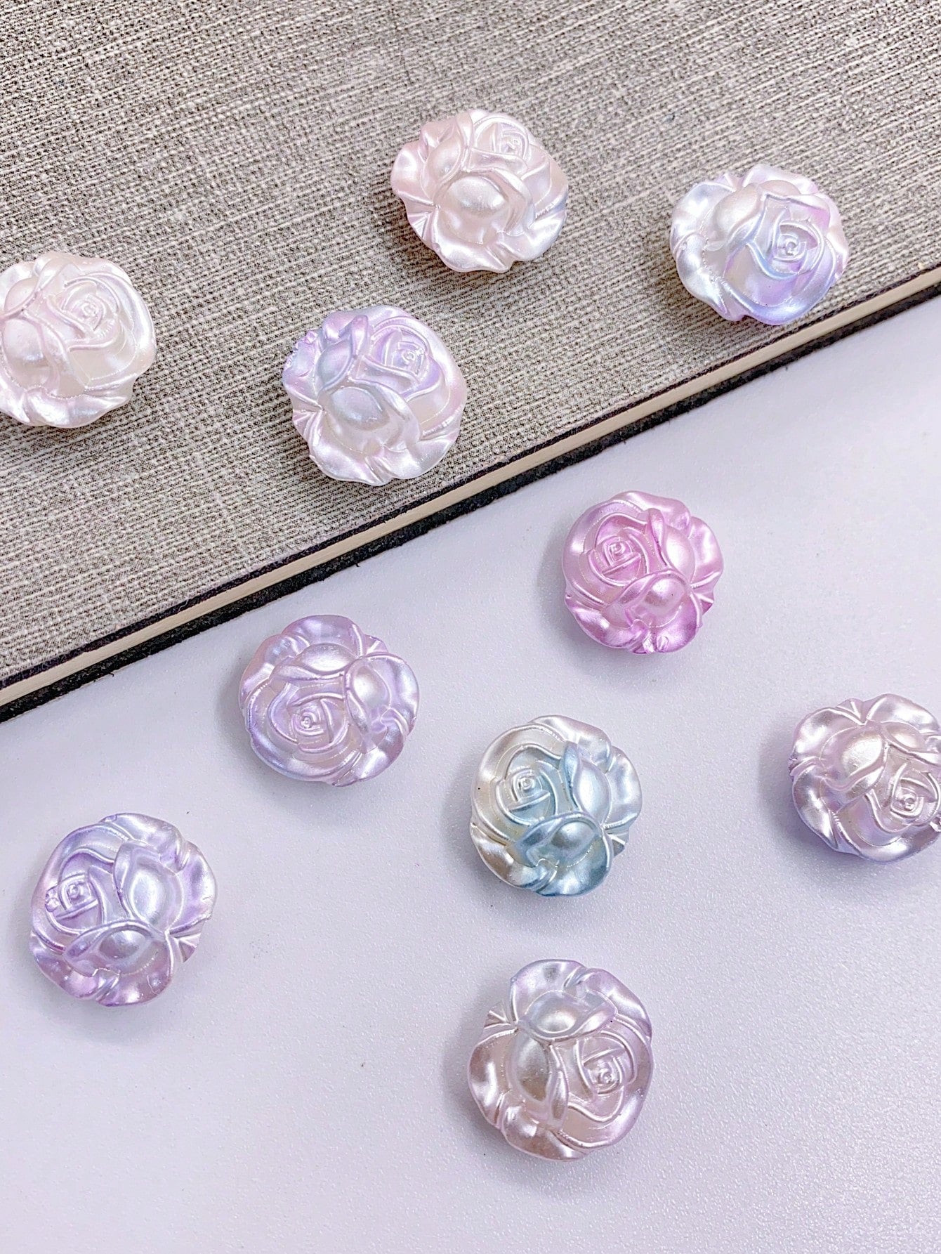 Diy Gradient Rose & Camellia & Baroque Design Cream Clay Jewelry Making Material, 10pcs/pack-Multicolor-1