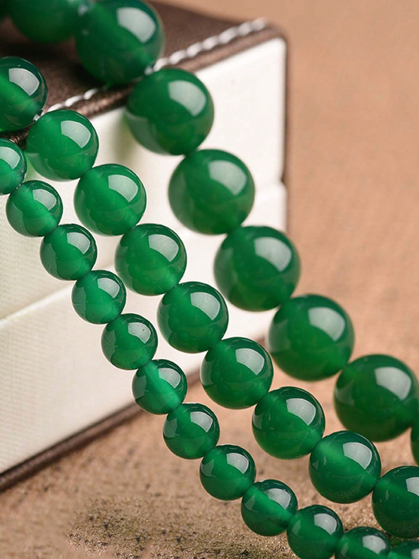 Fashionable Agate, Chalcedony, Jade & Crystal Beads In 6/8/10/12mm Sizes - Perfect Basic Material For Diy Jewelry Making Bracelets And Necklaces-Green-1