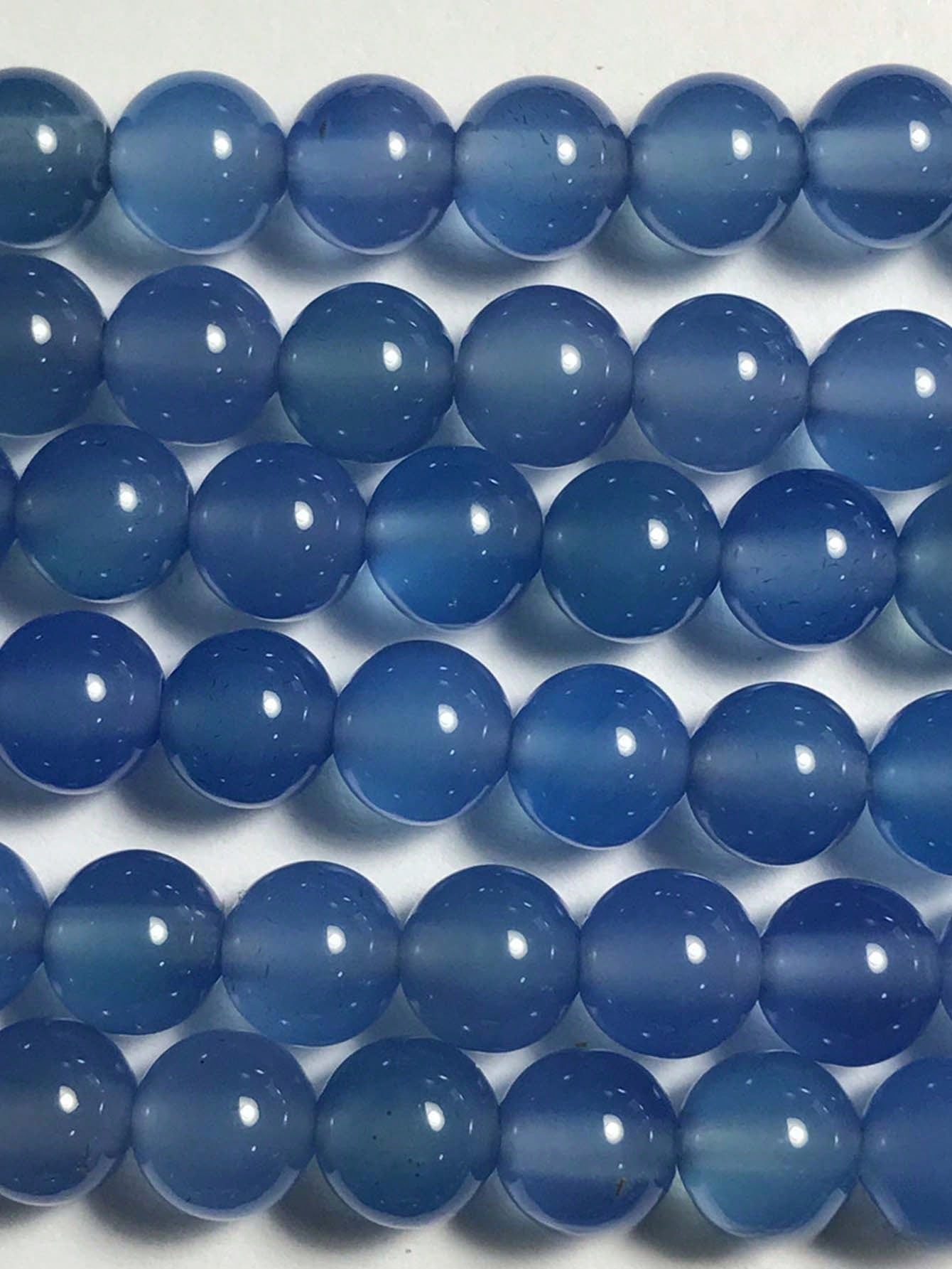 Fashionable 6/8/10/12mm Agate, Jade And Crystal Beads, Great For Diy Bracelet And Necklace Making-Blue-1