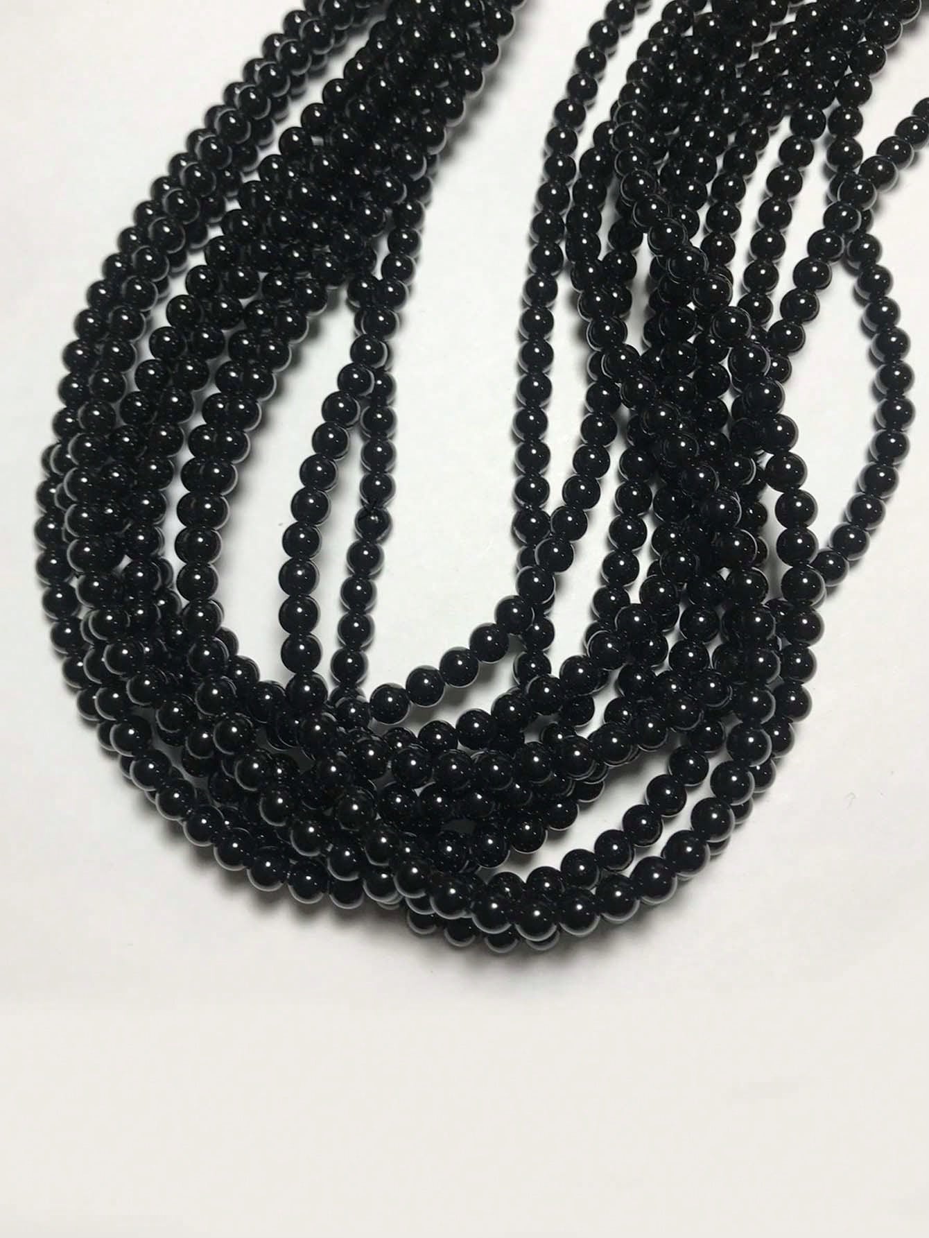 Fashionable Agate & Nephrite & Gemstone & Crystal Beads In 6/8/10/12mm Diameter, Ideal For Diy Jewelry Making Of Bracelets And Necklaces-Black-1