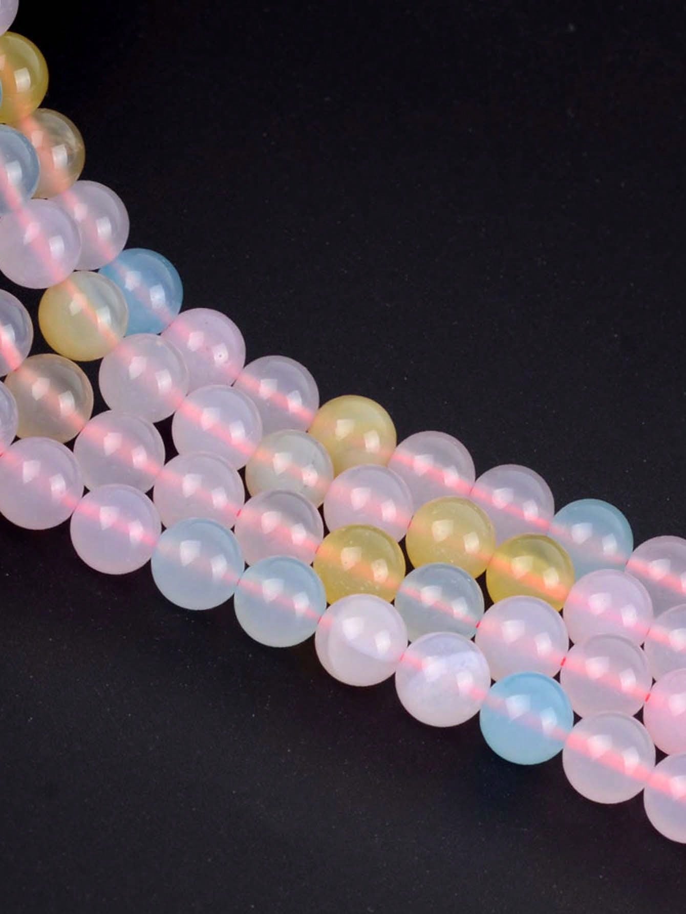 Fashionable 6/8/10/12mm Agate, Jade, Chalcedony, Crystal Beads Basic Material Perfect For Diy Jewelry Making Bracelets And Necklaces-Multicolor-1