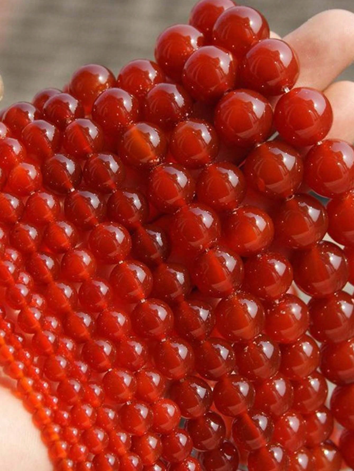 Fashionable 6/8/10/12mm Agate, Jade, Gemstone, Crystal Beads Basic Accessories Perfect For Diy Jewelry Making Bracelet And Necklace-Red-1