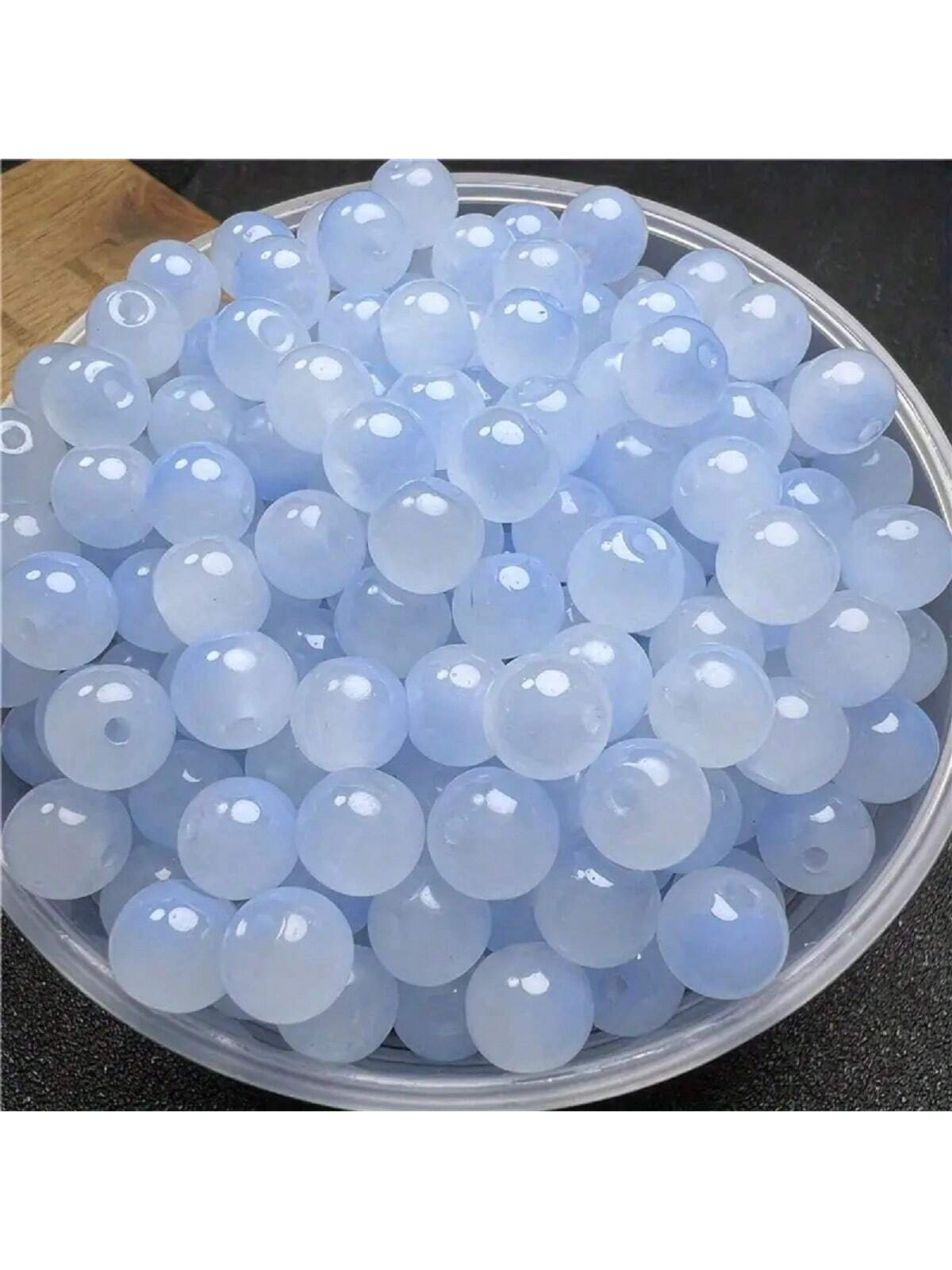 1pack/200pcs 8mm Two-tone Gradient Glass Beads For Handmade Diy Bracelet/necklace Jewelry Making Loose Beads-Blue-1