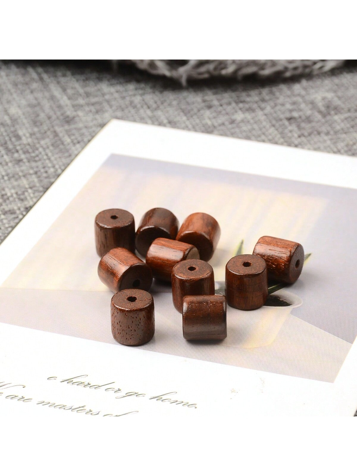 100pcs Wooden Cylinder Beads Set (6/8/10/12mm), Diy Fashion Jewelry Making Material For Bracelets And Necklaces--1