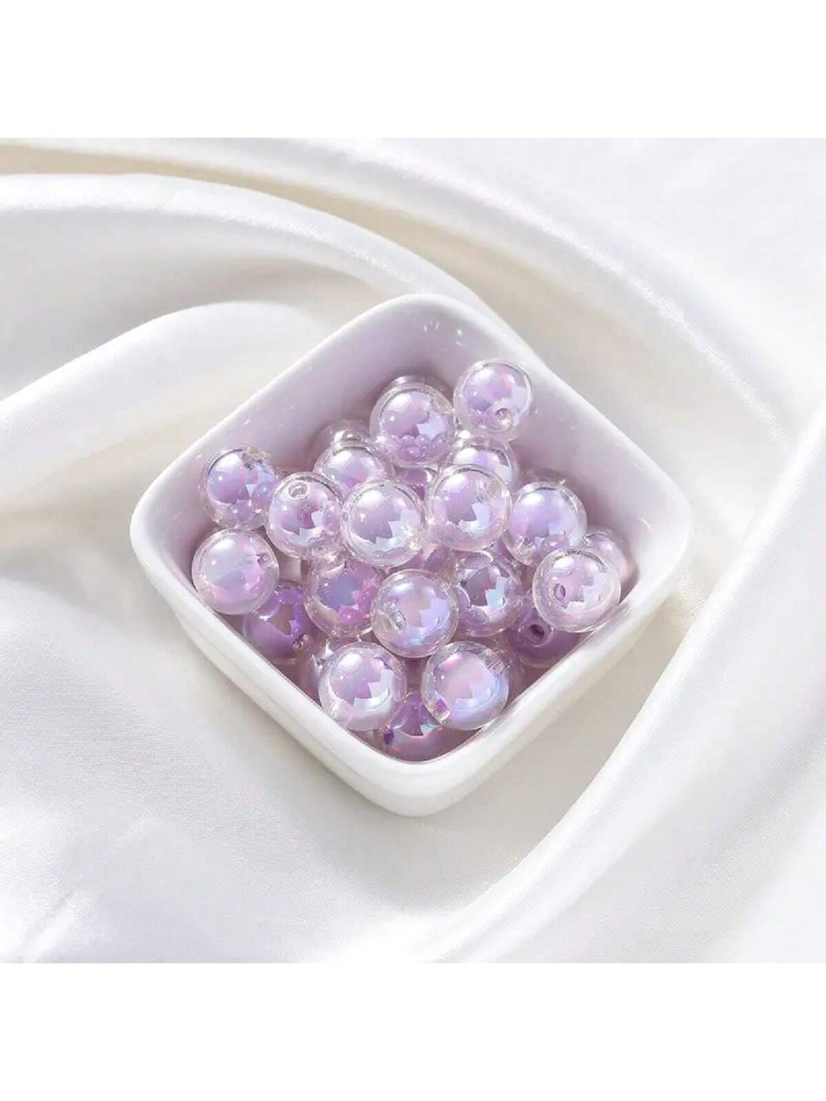 50pcs/set Loose Beads Basic Accessories For Diy Bracelet And Necklace Making (8mm/10mm/12mm/13mm/15mm)-Purple-1