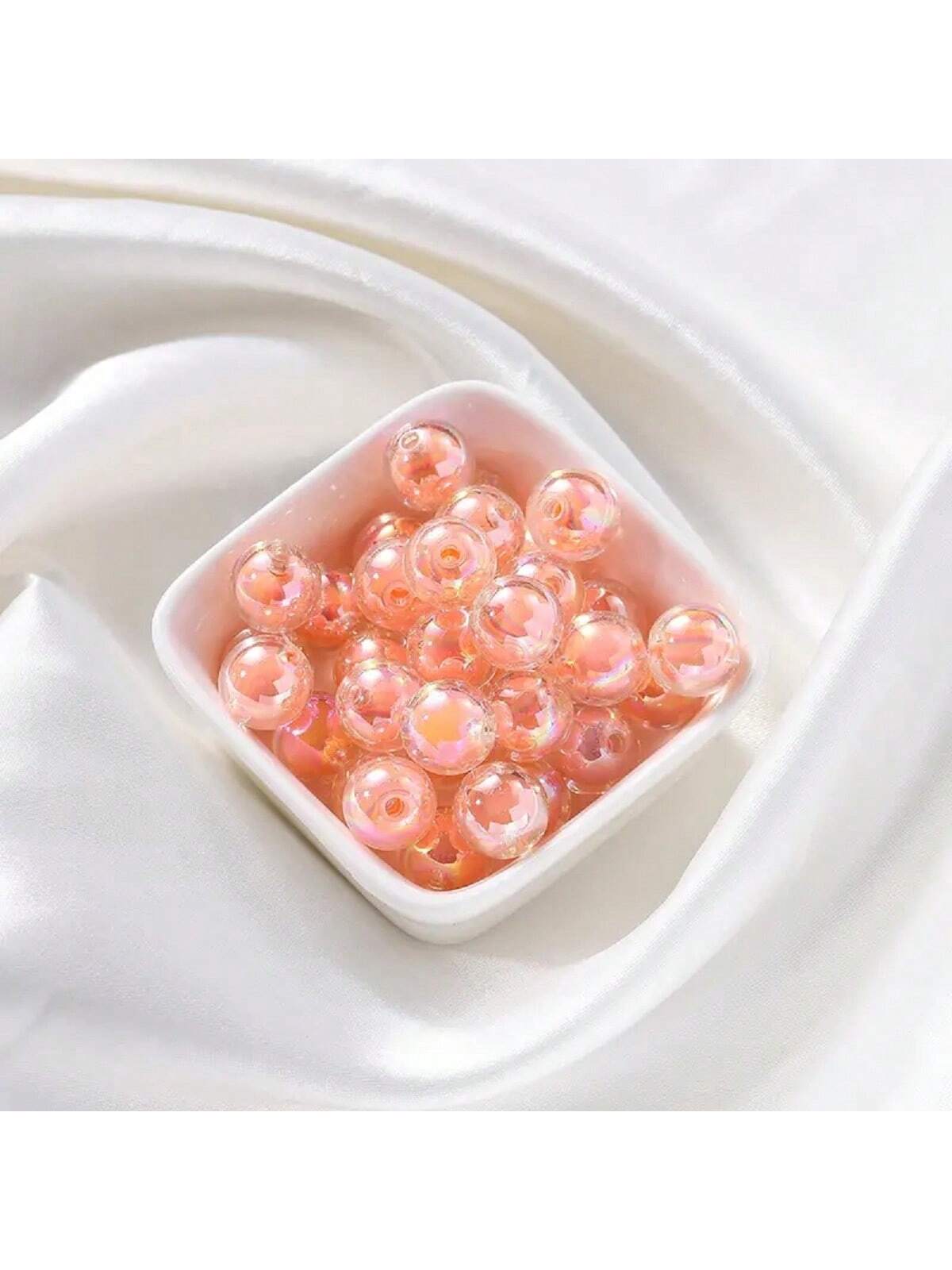 50pcs/pack Loose Beads Set In Various Sizes (8mm/10mm/12mm/13mm/15mm) As Basic Jewelry Diy Accessories For Making Bracelets And Necklaces-Orange-1