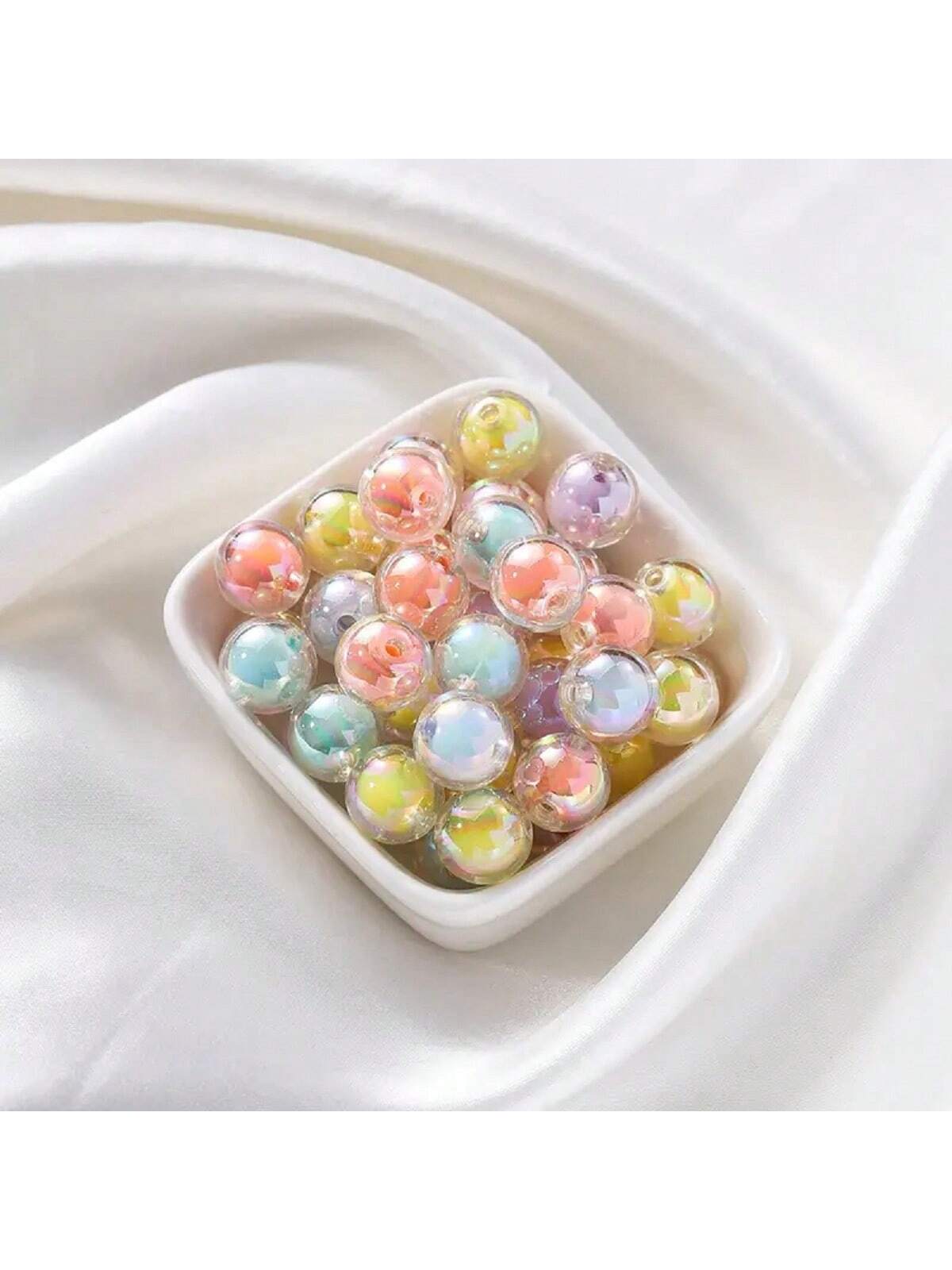 50pcs/pack Colorful Wide Beads (8mm/10mm/12mm/13mm/15mm) Basic Jewelry Making Supplies For Diy Bracelet And Necklace-Multicolor-1