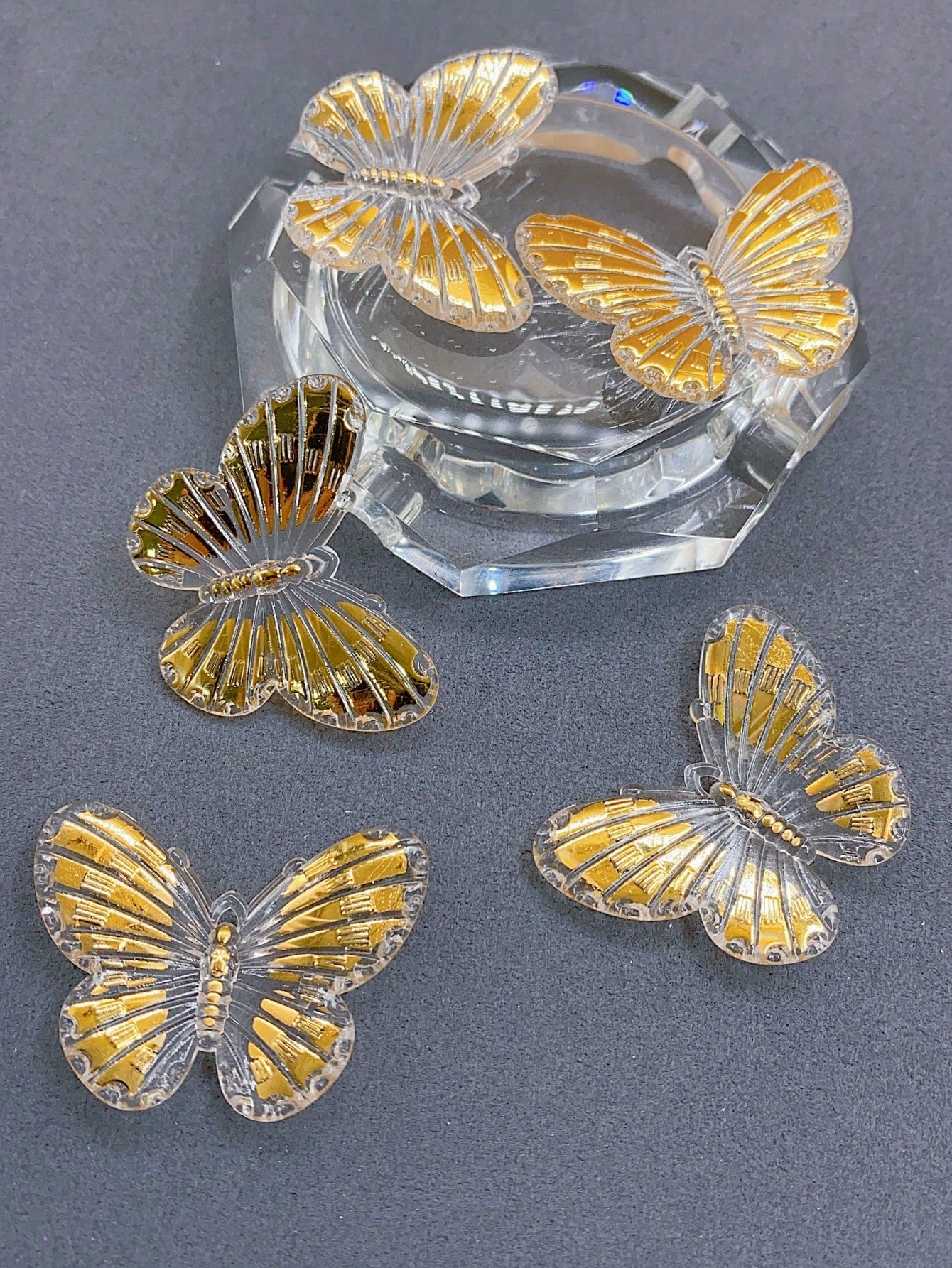 Assorted Acrylic Butterfly Beads With Gold Edge For Diy Necklace, Bracelet, Loose Beads Basic Accessory, 1 Pack-Multicolor-1