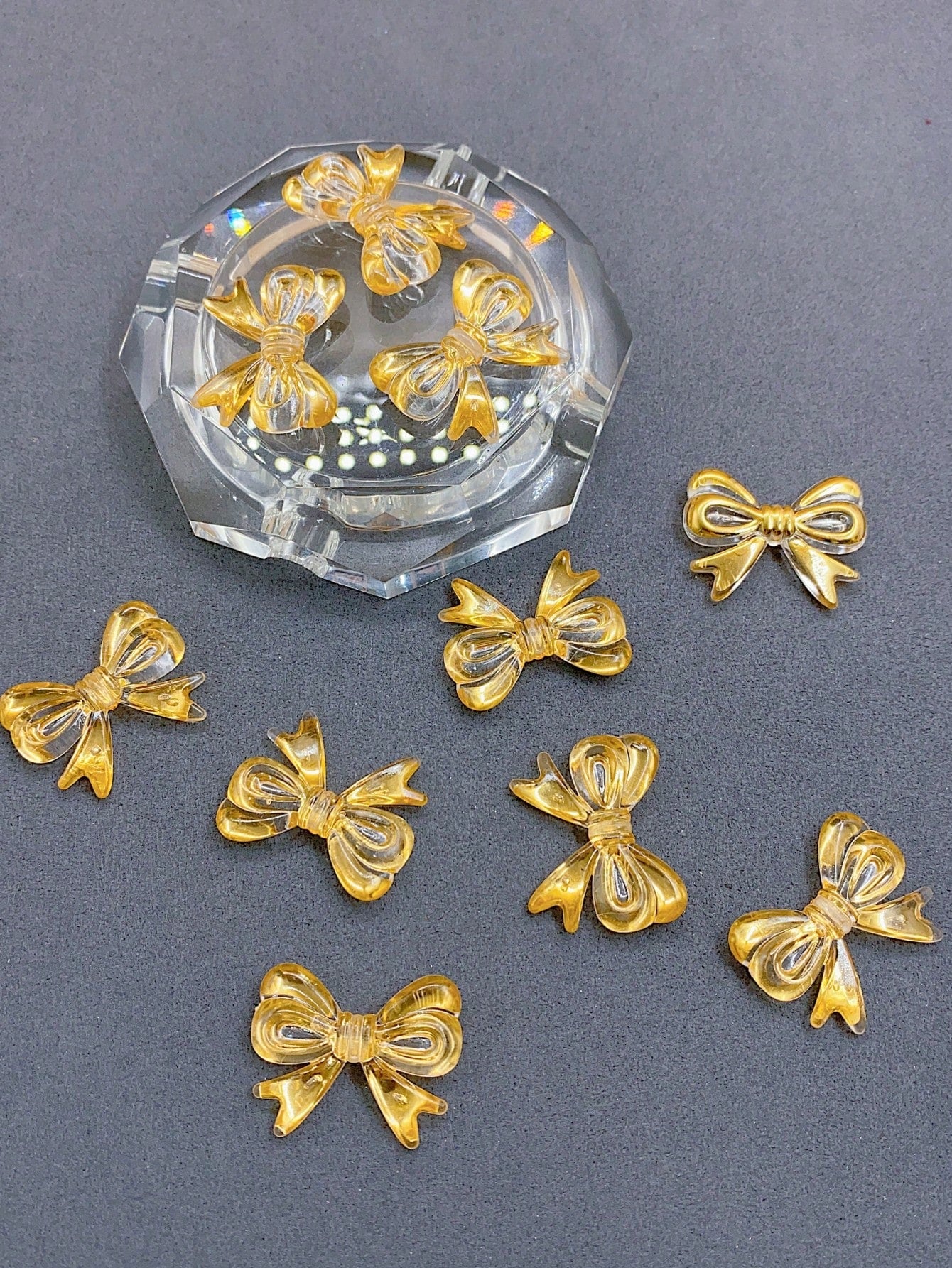 1pack Mixed Acrylic Imitation Flowers With Gold Rim For Diy Beaded Necklace And Bracelet-Multicolor-1